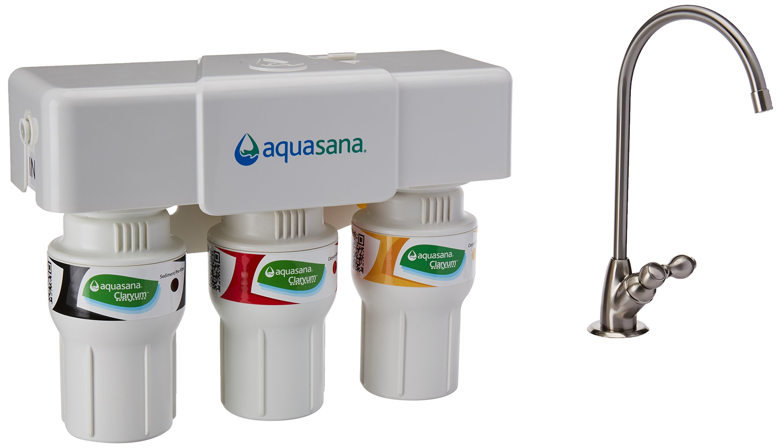 **Aquasana 3-Stage Under Sink Water Filter System – Removes 99% of Chlorine & Contaminants – Brushed Nickel Faucet – AQ-5300.55 – Clean Water for Drinking, Cooking & Coffee**