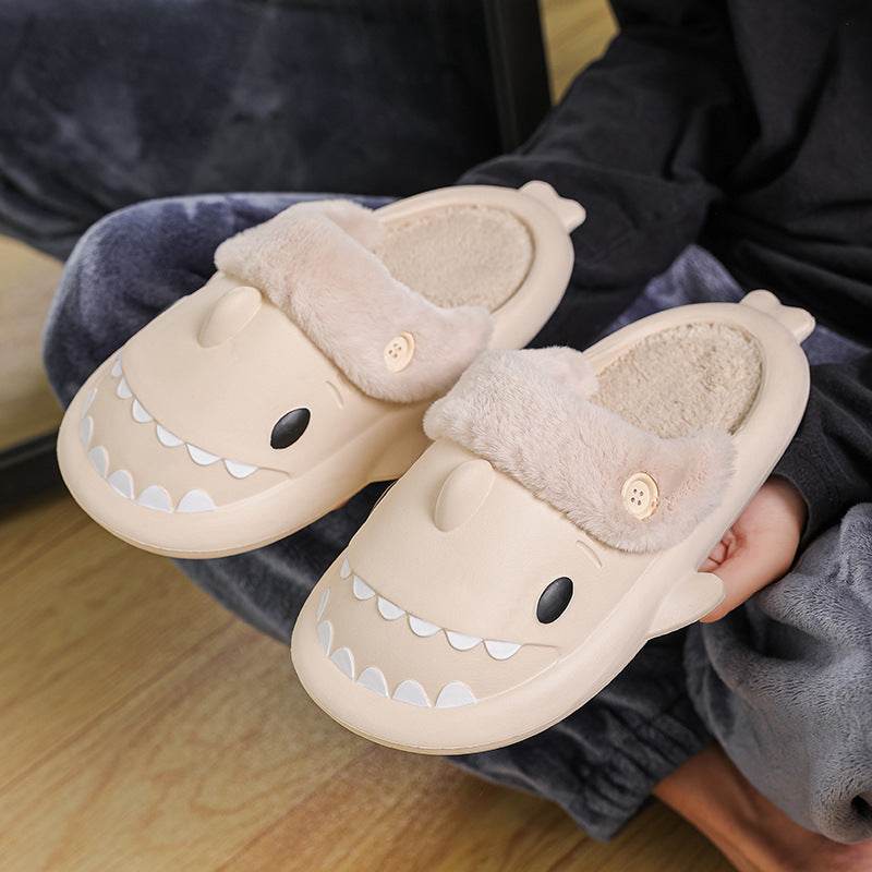 Kawaii Comfy Indoor Shark Slippers for Women & Men - Soft Plush House Shoes with Non-Slip Sole - Perfect for Home, Lounge, Dorm & Gift Giving