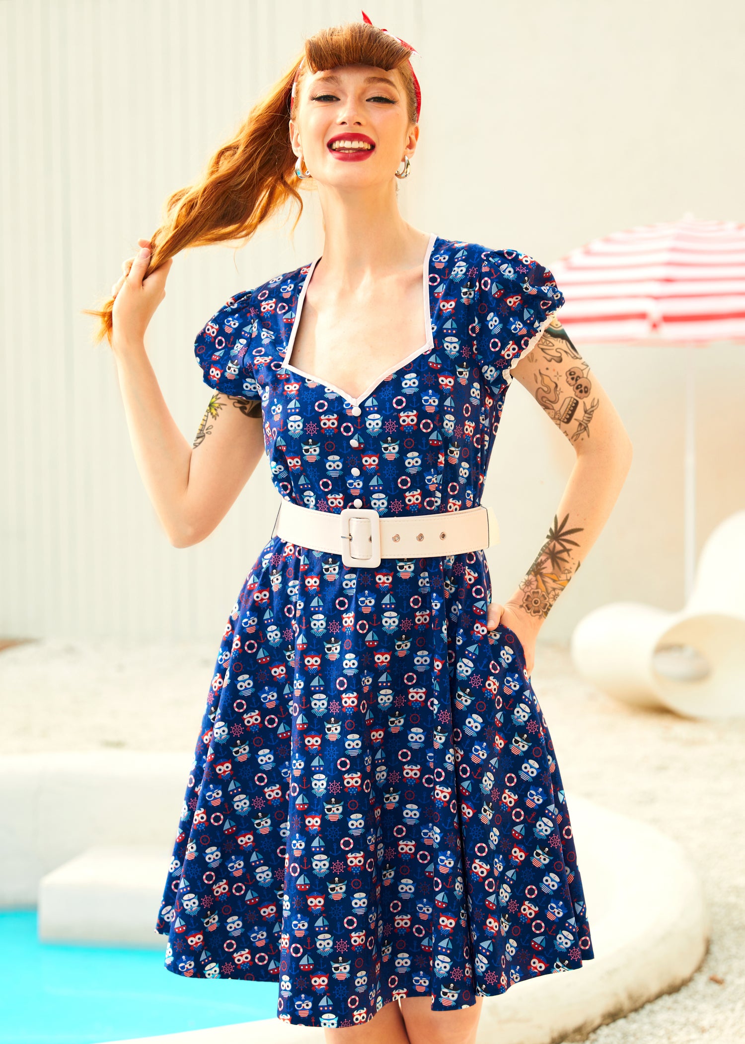 Drive In Delight Fit & Flare Dress - Women's Vintage Style Swing Dress for Parties & Date Nights | Perfect for Cocktail Events, Weddings & Special Occasions