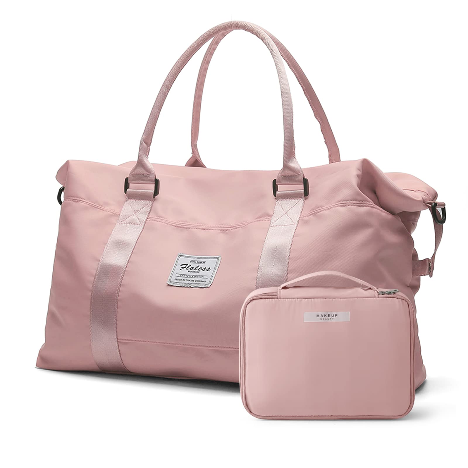 **Waterproof Travel Duffel Bag for Women - Lightweight Sports Tote Gym Bag with Wet Pocket & Detachable Toiletry Bag - Perfect for Weekend Getaways, Gym, Yoga, and Overnight Trips (Pink)**
