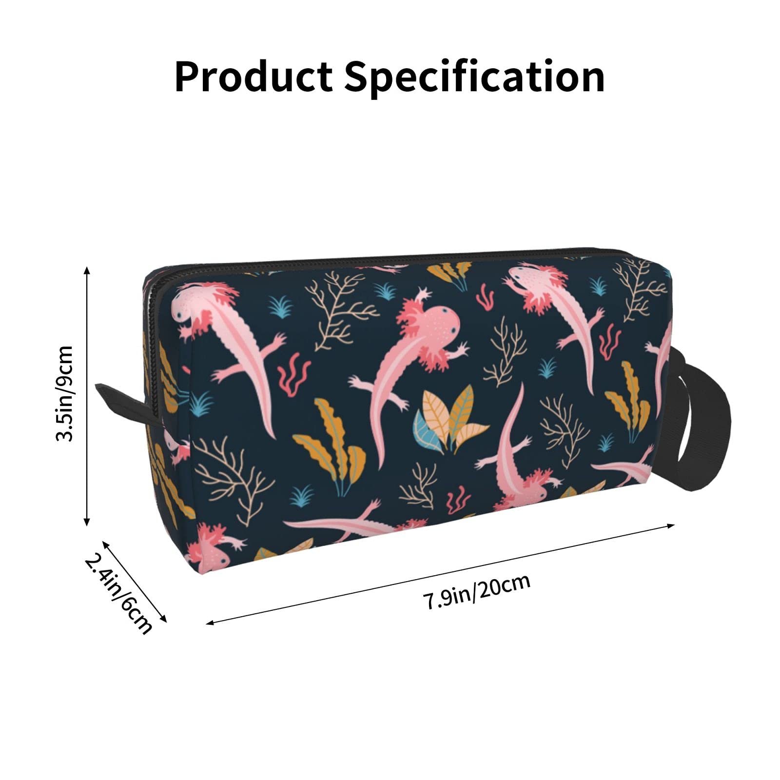 Large Axolotl Makeup Bag - Cute Travel Cosmetic Organizer Case for Women | Perfect for Travel, Gym & Daily Essentials Storage