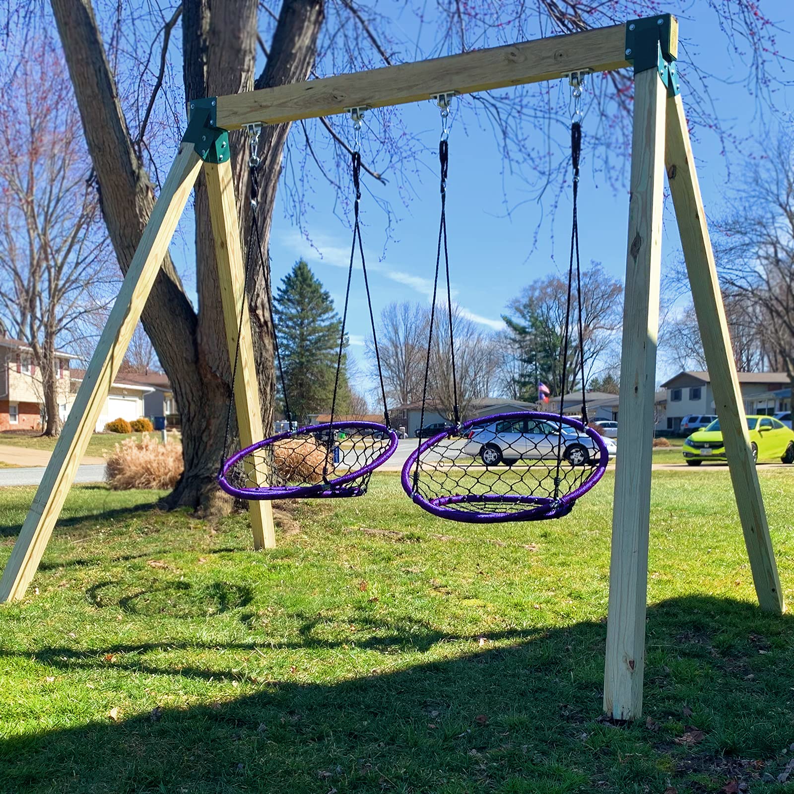 BETOOLL Heavy Duty Swing Set Brackets (1 Set) - Middle Swing Bracket (1 Set) & Silver Swing Hangers - Outdoor Playground Equipment for Backyard, Park, and Play Area