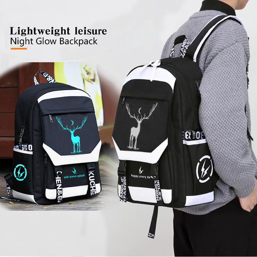 **Anime Luminous Backpack for Men & Women - 15.6 Inch Large Capacity Anti-Theft Laptop Backpack with USB Charging Port & Security Lock - Travel, School, Work & College Backpack**