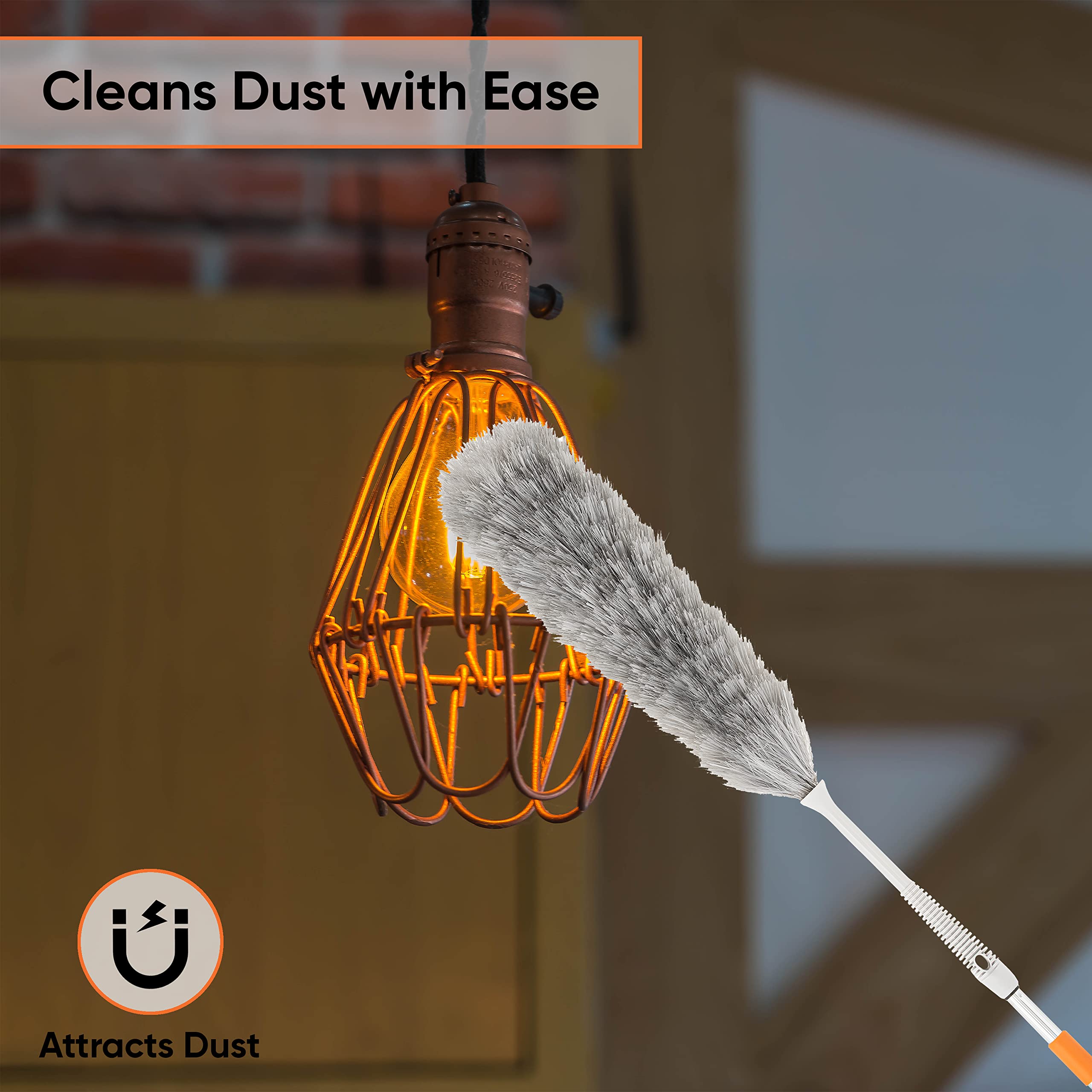 Superio Extendable Duster with Aluminum Handle for Home Cleaning - Dusting Ceilings & Fans