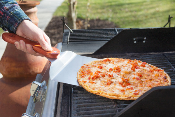 OUTSET Foldable Stainless Steel Pizza Peel - 12 Inch Pizza Paddle for Baking, Serving & Transferring - Perfect for Wood Fired Ovens, Outdoor Cooking & Home Kitchen Use