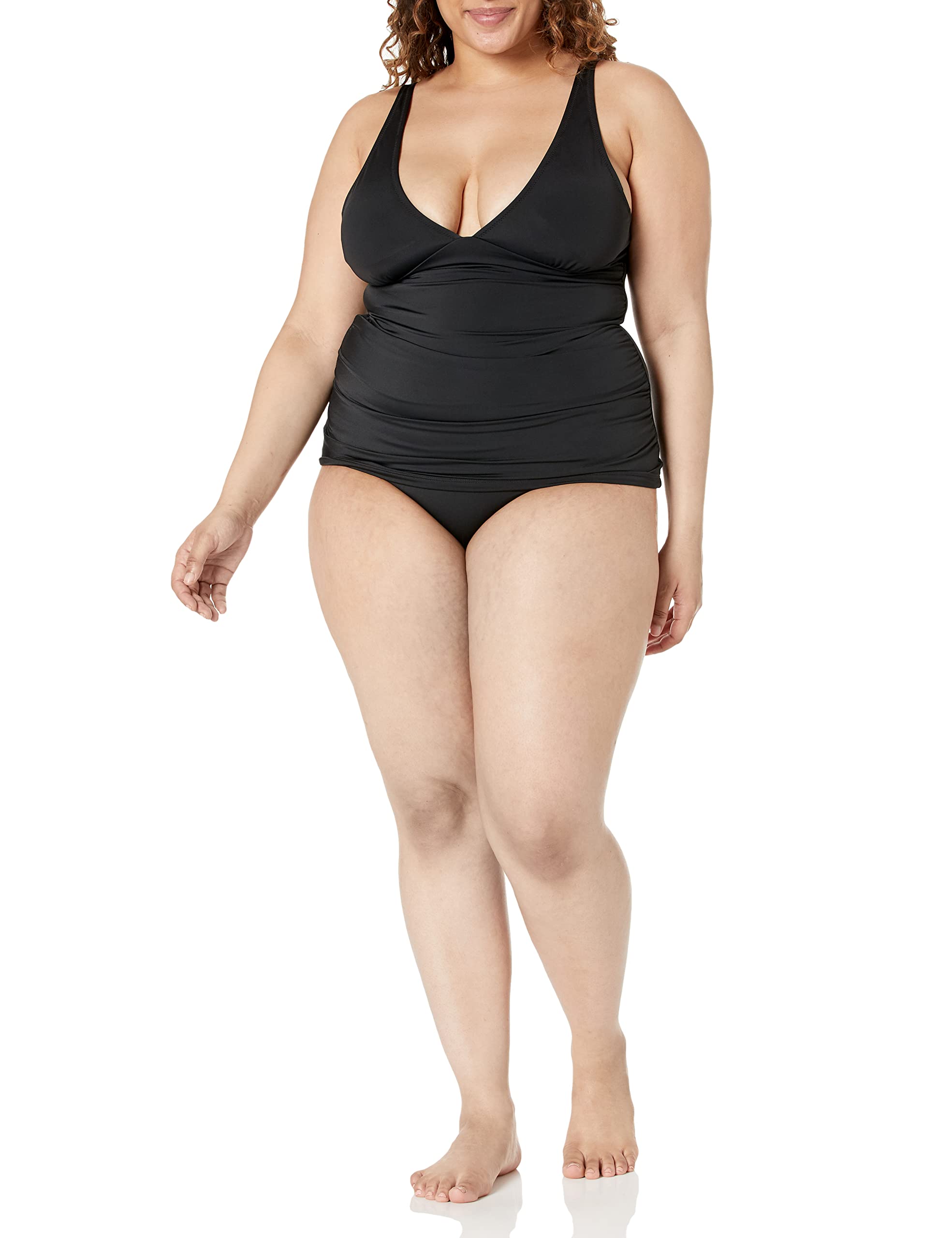 Amazon Essentials Women's Tankini Swim Top - Plus Size Swimwear for Women | Perfect for Beach Vacations, Pool Parties & Summer Getaways