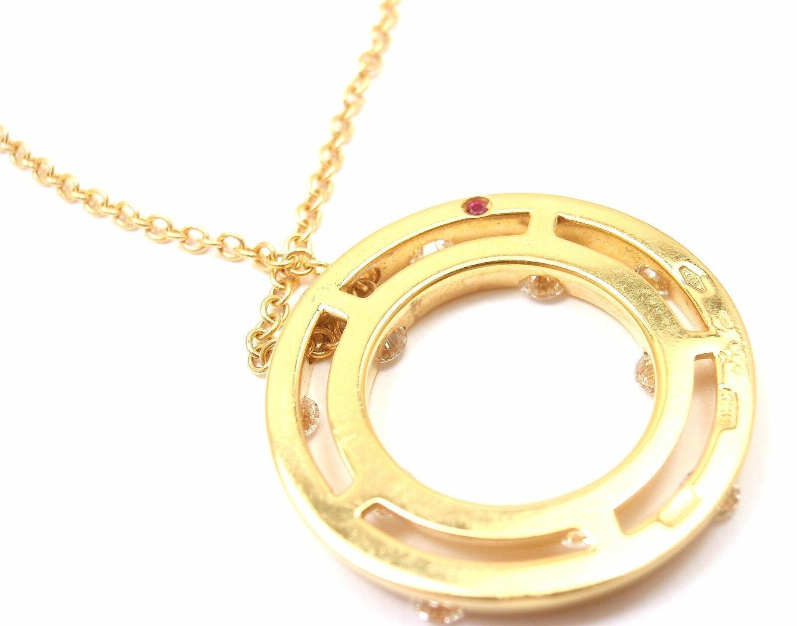 Authentic Roberto Coin 18k Yellow Gold Double Hoop Diamond Pendant Necklace for Women - Elegant Jewelry Gift for Anniversary, Valentine's Day & Special Occasions