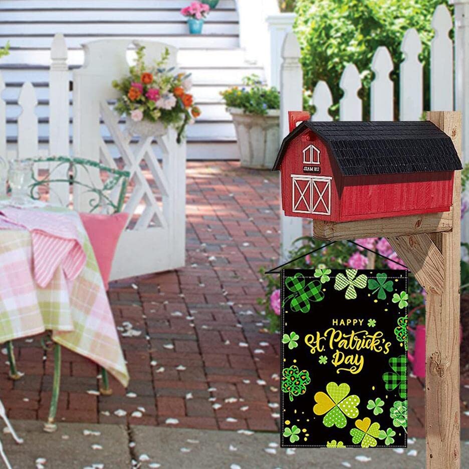 St. Patrick's Day Garden Flag - 12.5x18 Inch Double Sided Shamrock Clover Burlap Flag for Outdoor Decor, Yard & Patio Celebration | Perfect for Irish-Themed Parties & Spring Festivals