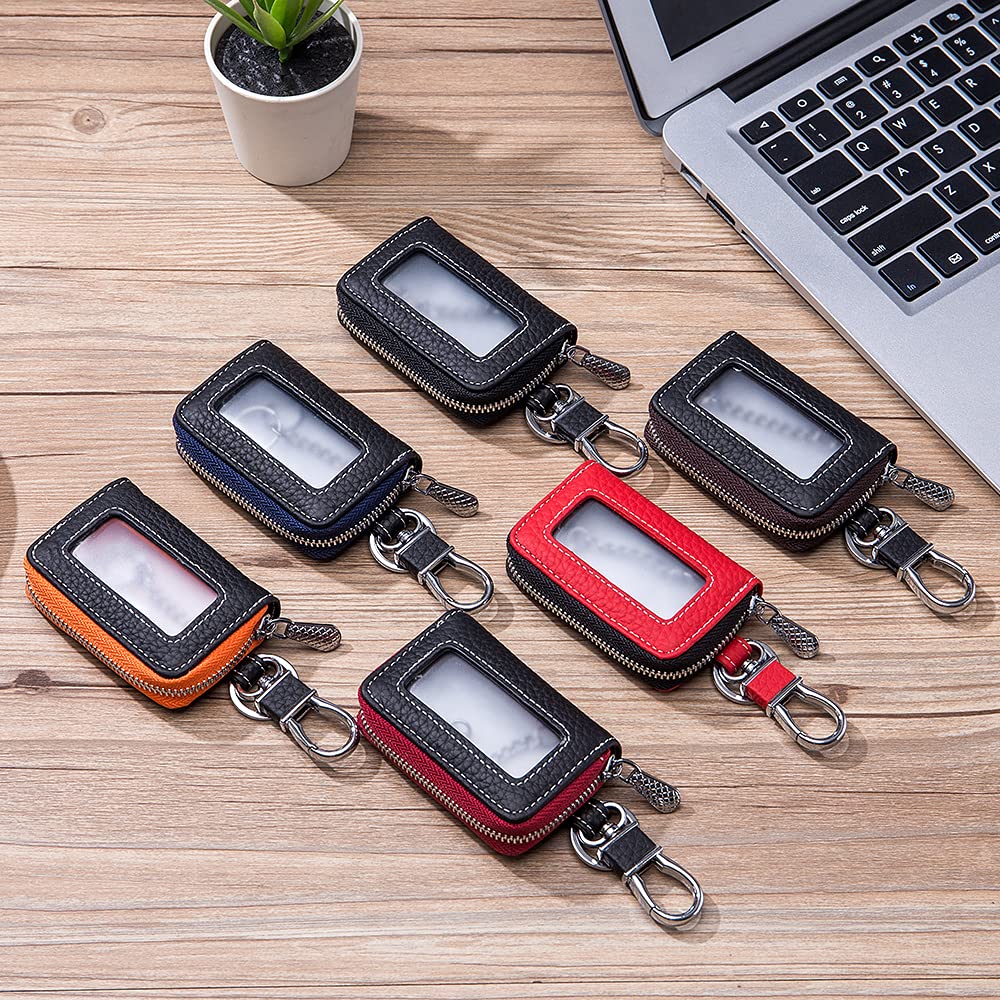 Vintage First Layer Cowhide Leather Car Key Case Holder for Men & Women - Durable Key Pocket Bag for Car, Home & Office Organization