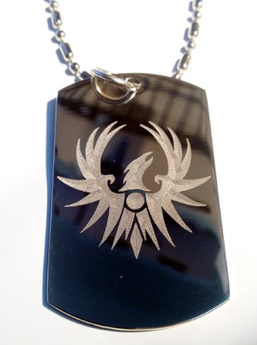 Soaring Red Phoenix Bird & Eagle Tattoo Design - Military Style Dog Tag, Luggage Tag, Keychain & Necklace | Perfect for Bikers, Travelers & Fashion Accessories