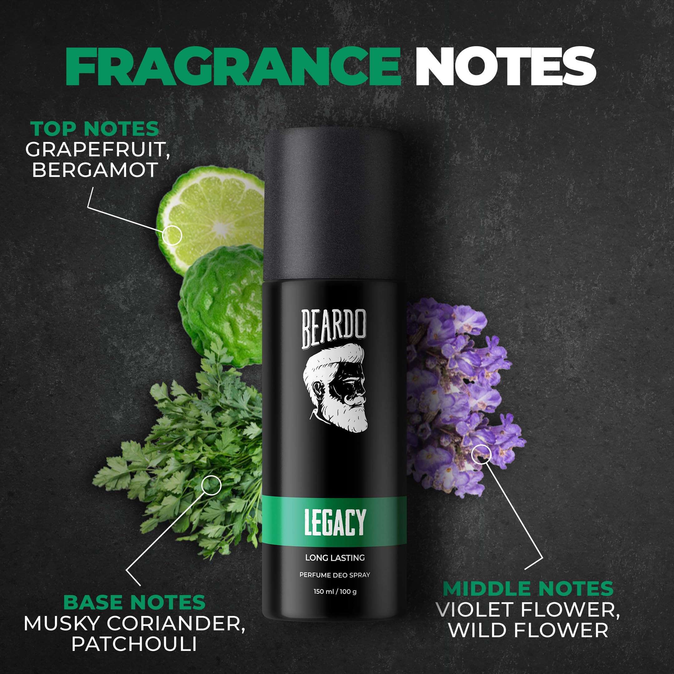 Beardo Legacy 150ml & Mariner Captain Jack 40ml Men's Perfume Body Spray Set - Spicy Aromatic Long Lasting Fragrance | Premium Deodorant for Men | Gift for Brother, Friends, Husband | Perfect for Work, Date Night & Special Occasions