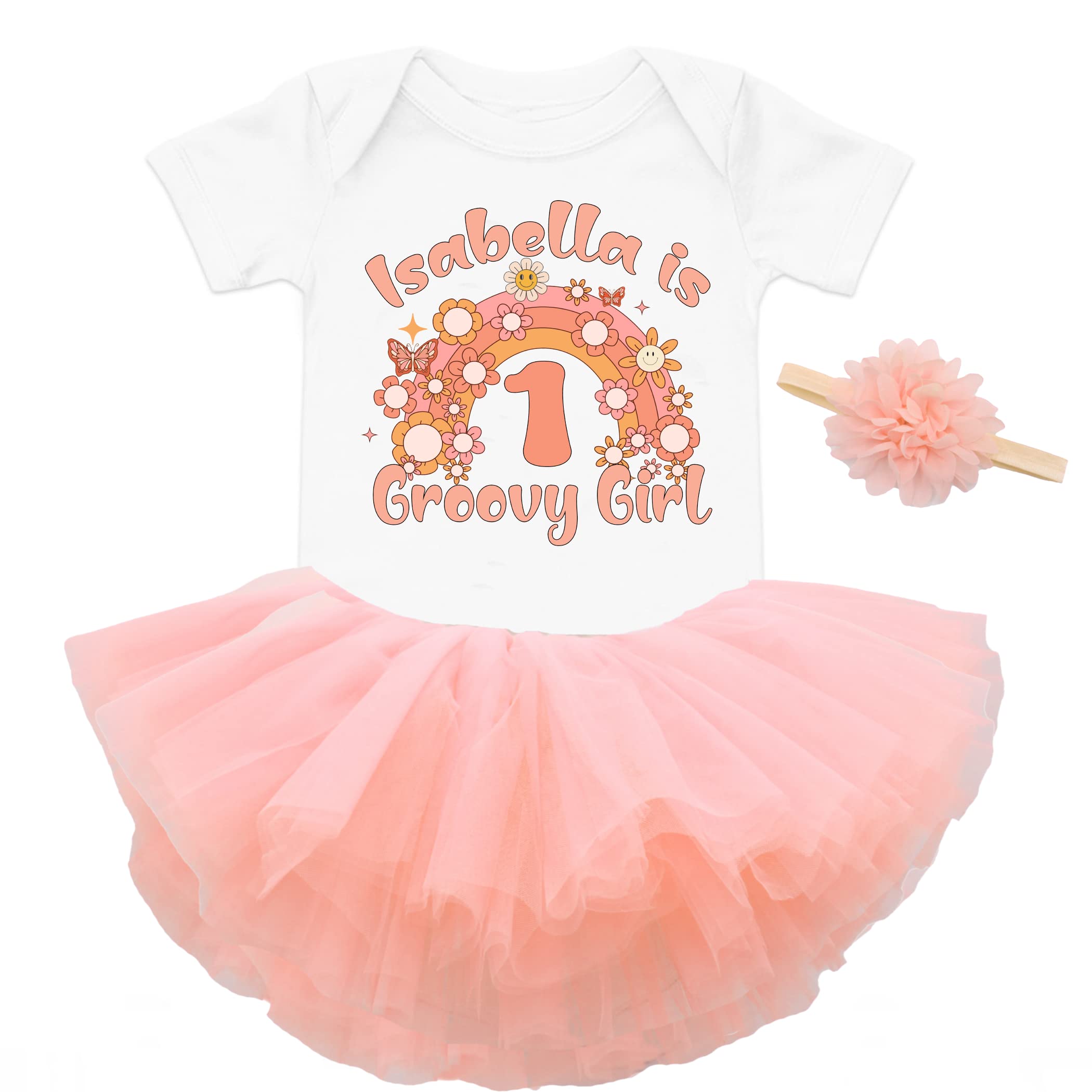 Custom Handmade Boho Birthday Outfit for Girls - One Groovy Girl & Two Groovy Birthday Outfits - Perfect for Birthday Parties, Photo Shoots & Special Occasions