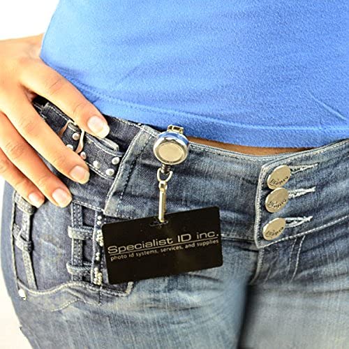 Bulk 100 Pack - Heavy Duty Metal Retractable Badge Reel with J Hook - Strong Spring Clip & High Retraction Force - Professional Name Badge Holder for Nurses, Teachers, Security - Ideal for Healthcare, Hospitality & Corporate Events