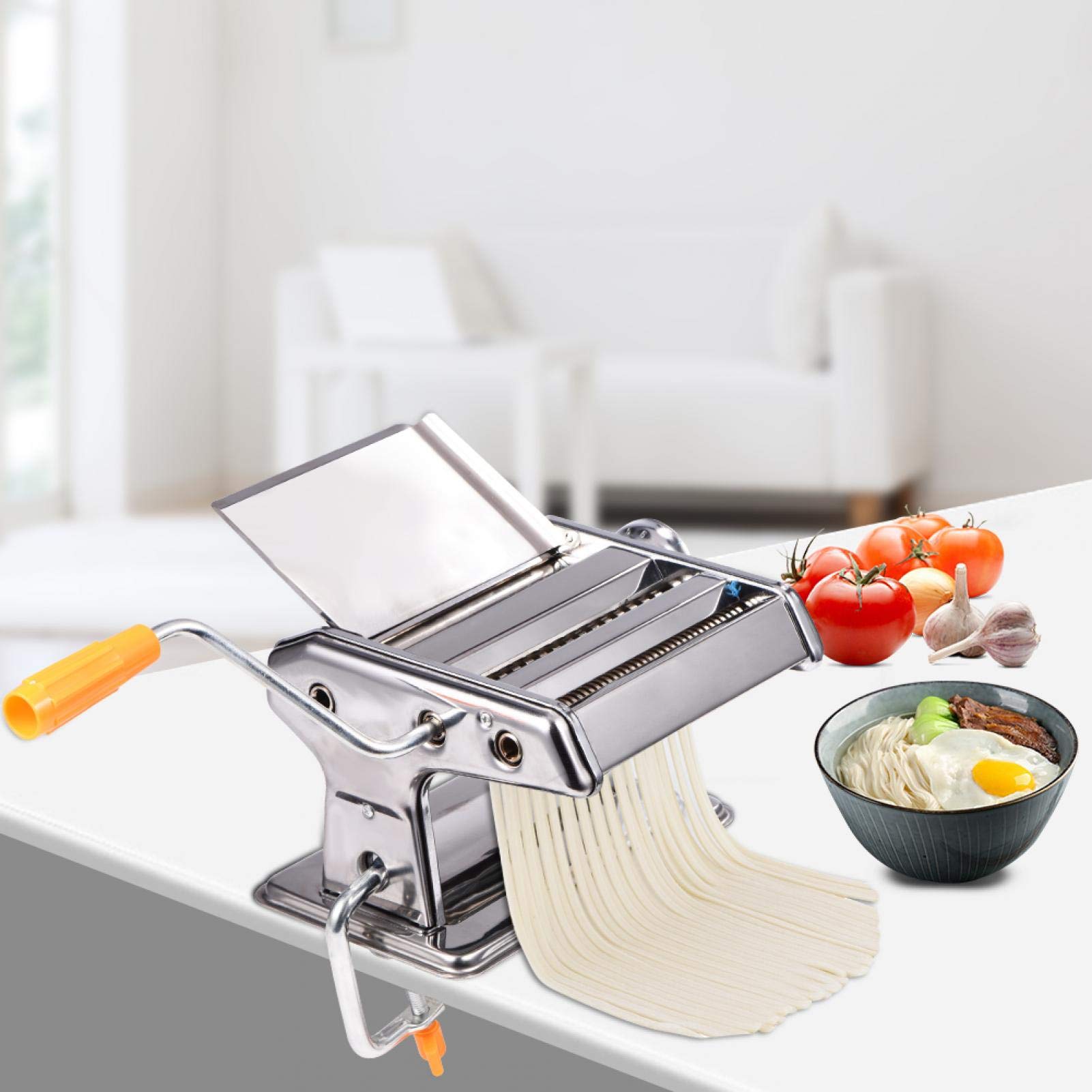 **Manual Pasta Maker Machine - Stainless Steel Pasta Cutter & Noodle Maker for Homemade Spaghetti, Fettuccine, Lasagna | Perfect for Home Kitchen & Restaurant Use**