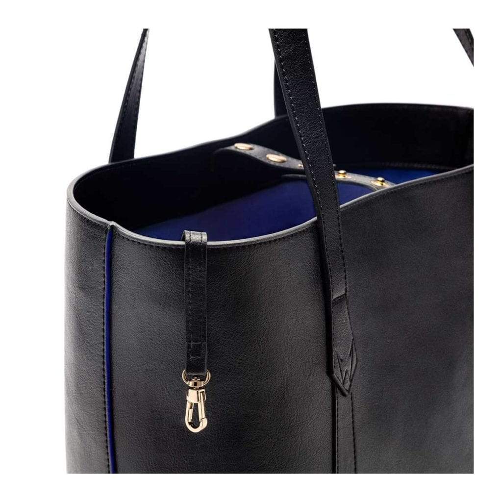 Maddox Vegan Leather Tote Bag for Women - Stylish Black & Cobalt Blue Handbag - Perfect for Work, Travel & Everyday Use