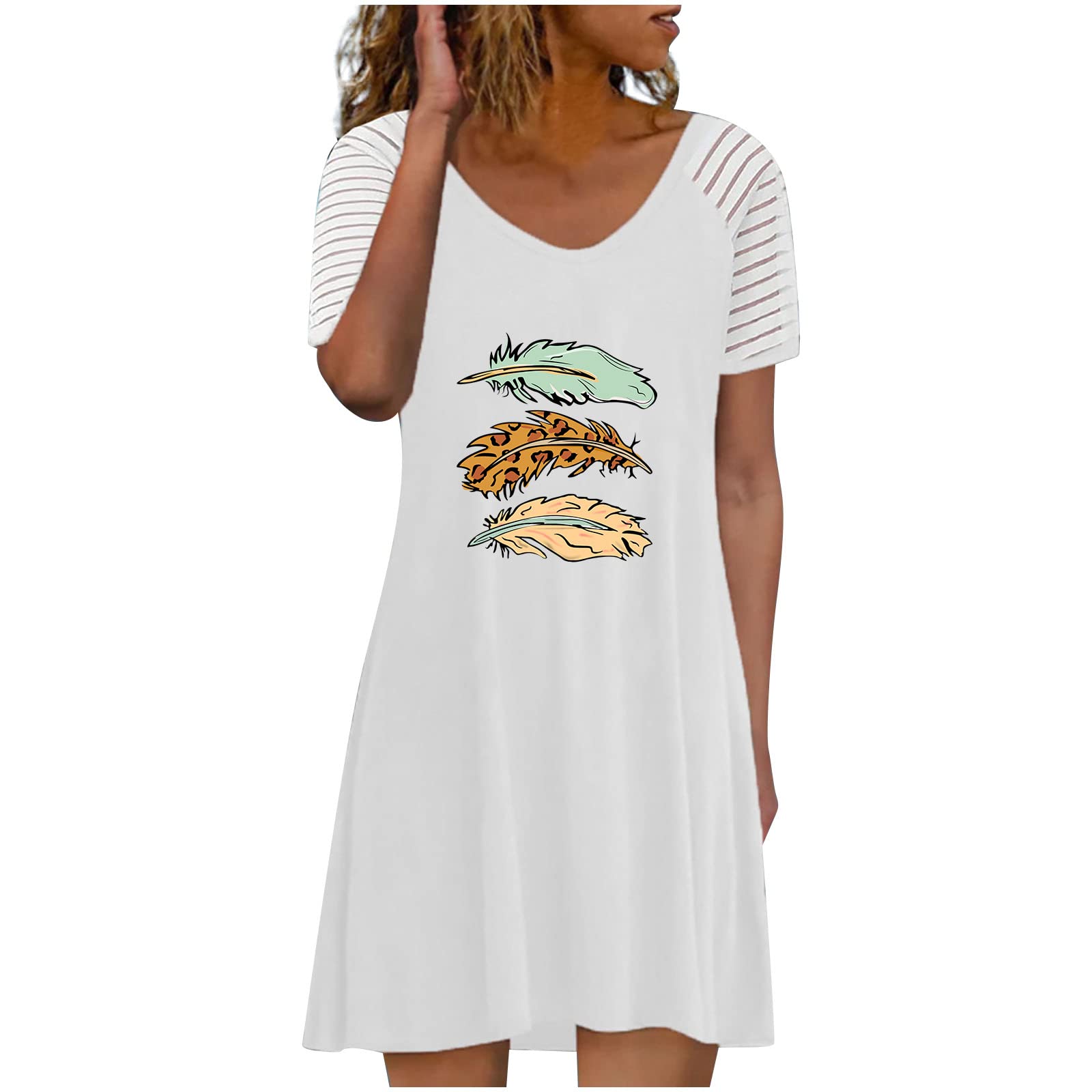 Women's Casual Short Sleeve Swing Dress - Loose Fit Summer T-Shirt Dress for Daily Wear | Elegant Tunic Style for Outings, Beach & Weekend Comfort