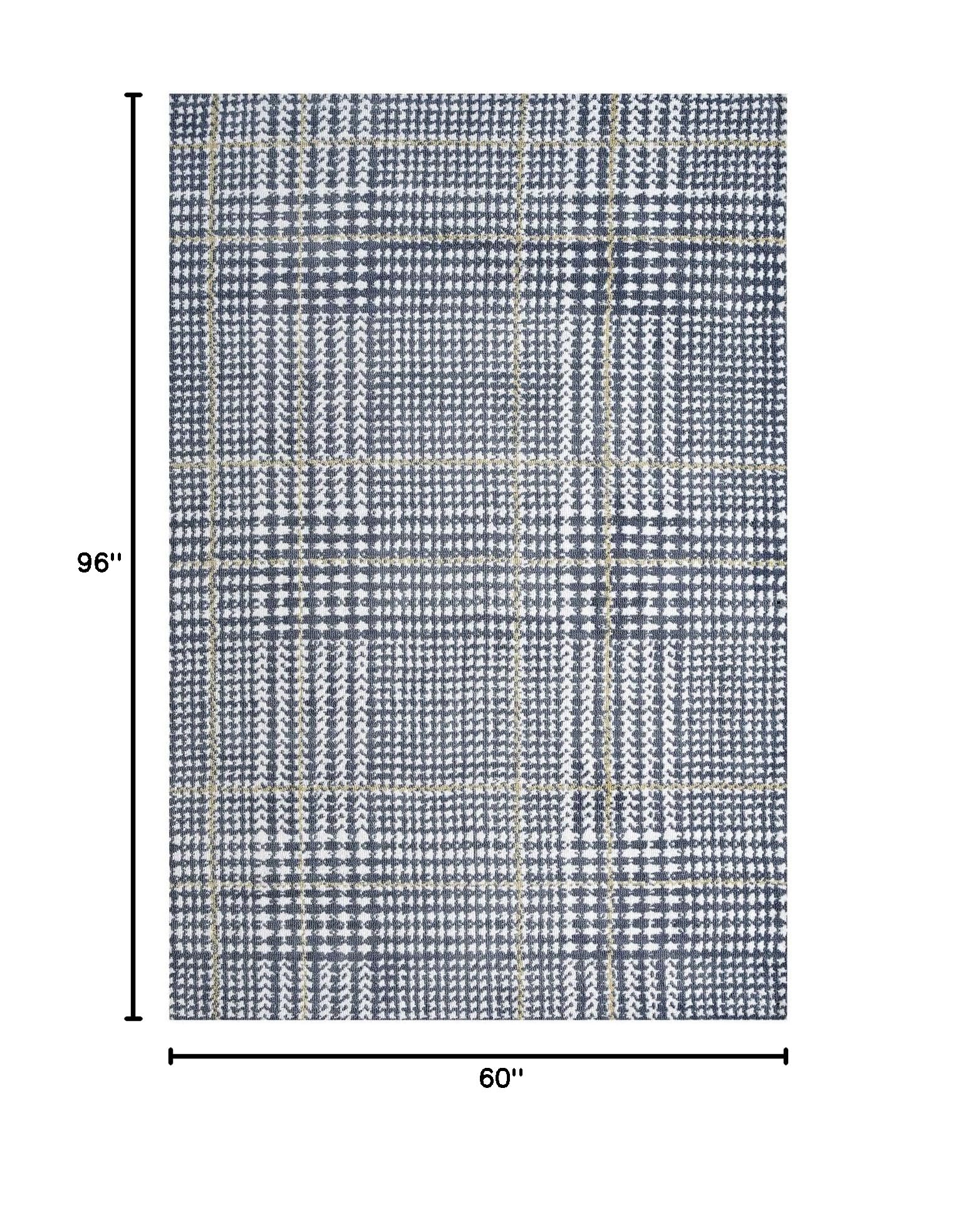 Modern Contemporary Urban Design Blue Area Rug - Non-Slip Living Room Carpet Runner for Lounge & Bedroom - Soft Fabric Floor Mat for Home Decor