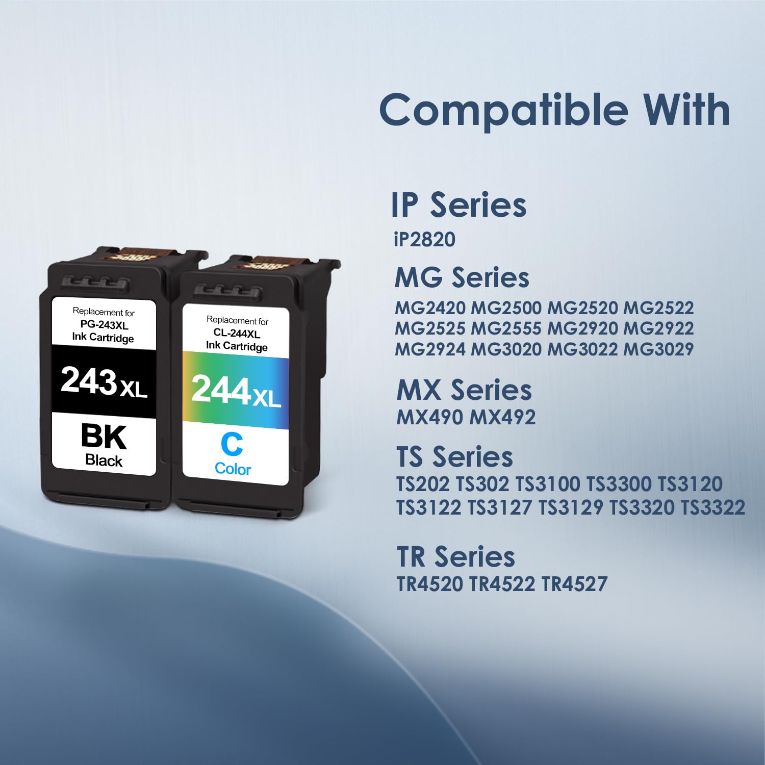 Canon PG-243XL & CL-244XL Combo Ink Cartridge - High Yield Replacement for Canon TS3122, MX492, MG2522, MG2922, MG2420, TR4520 Printers (1 Black + 1 Color) - Perfect for Home Office Printing & School Projects