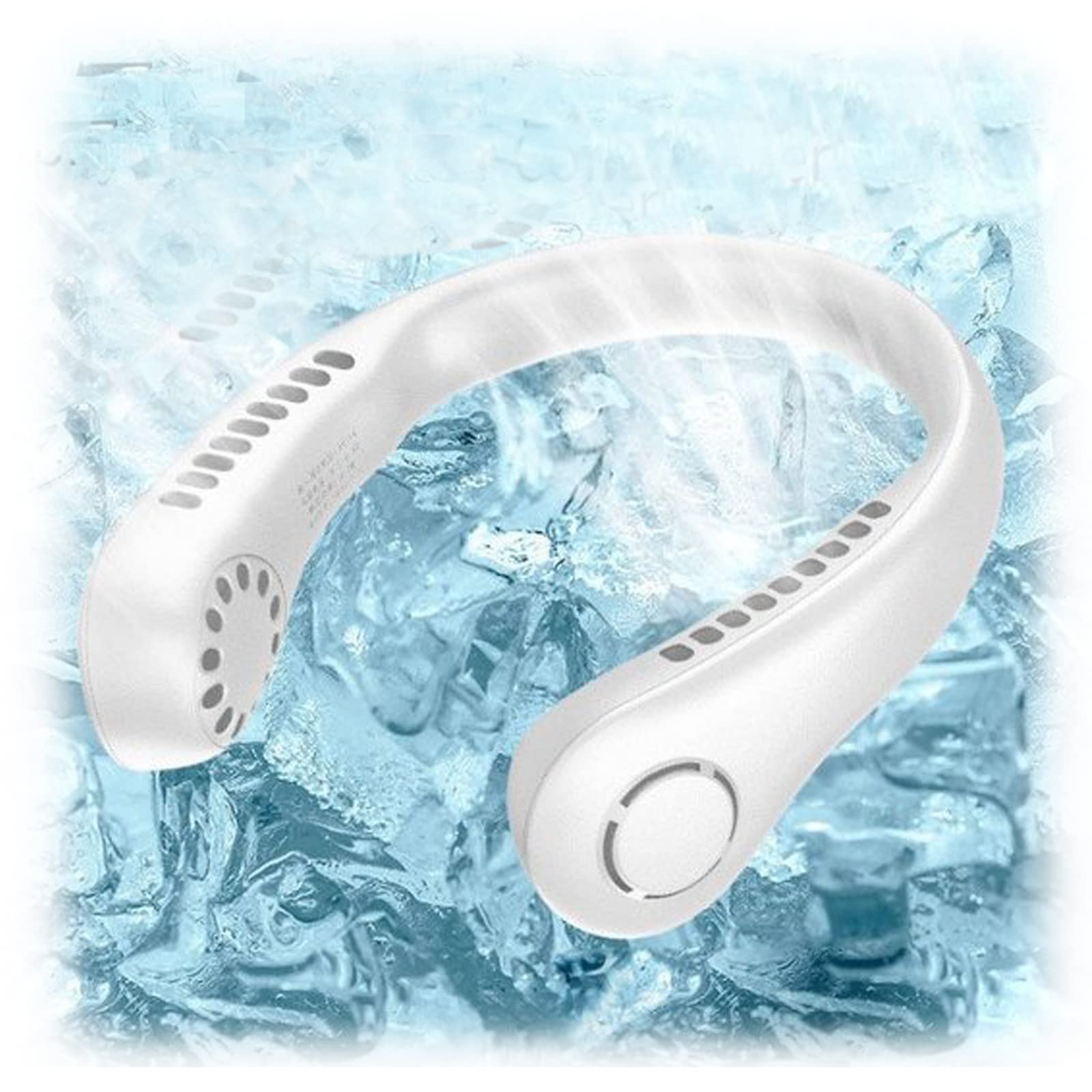 Portable Bladeless Neck Fan - Rechargeable 360° Cooling Necklace Fan with 3 Speed Settings, Hands-Free Hanging Design for Outdoor Sports, Travel, Gym & Office Use (White)