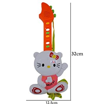 JNiL Mini Musical Guitar Toy for Kids - Interactive Learning Instrument with Sound Effects & 3D LED Lights - Perfect Birthday Gift for Boys & Girls (Orange) - Great for Pretend Play, Music Education & Early Childhood Development