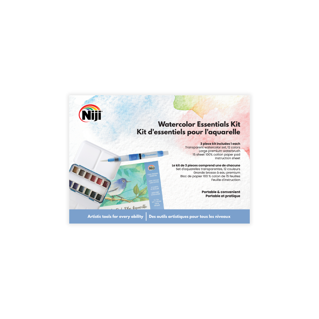 Niji Watercolor Essentials Kit - Professional Watercolor Painting Set for Artists & Beginners - Perfect for Sketching, Illustration & DIY Art Projects