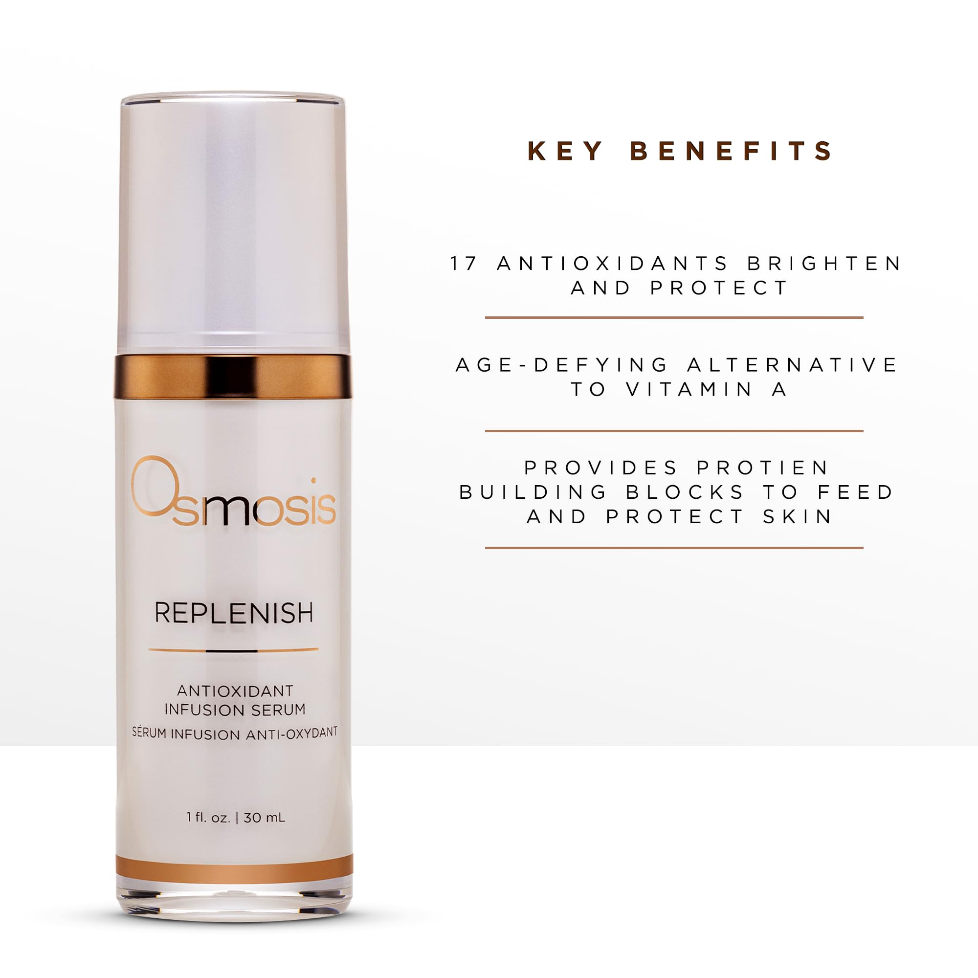 Osmosis REPLENISH Antioxidant Serum - Hydrating & Soothing Facial Treatment with Green Tea & Botanical Extracts for Dry & Sensitive Skin, 1 Fl Oz | Perfect for Daily Skincare Routine & Post-Sun Care