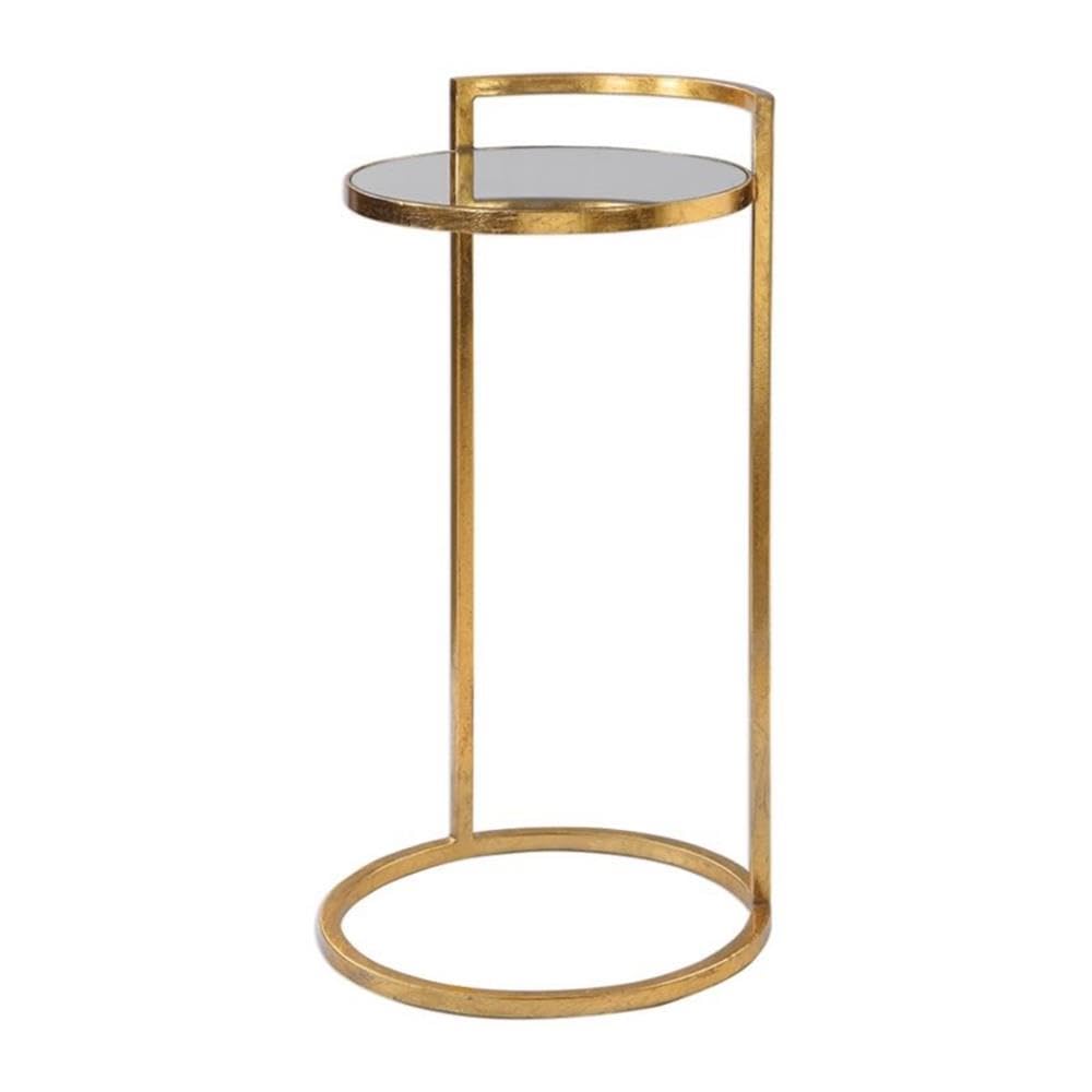 Bowery Hill Contemporary Gold Leaf Accent Table - Modern Side Table for Living Room, Bedroom & Office Decor