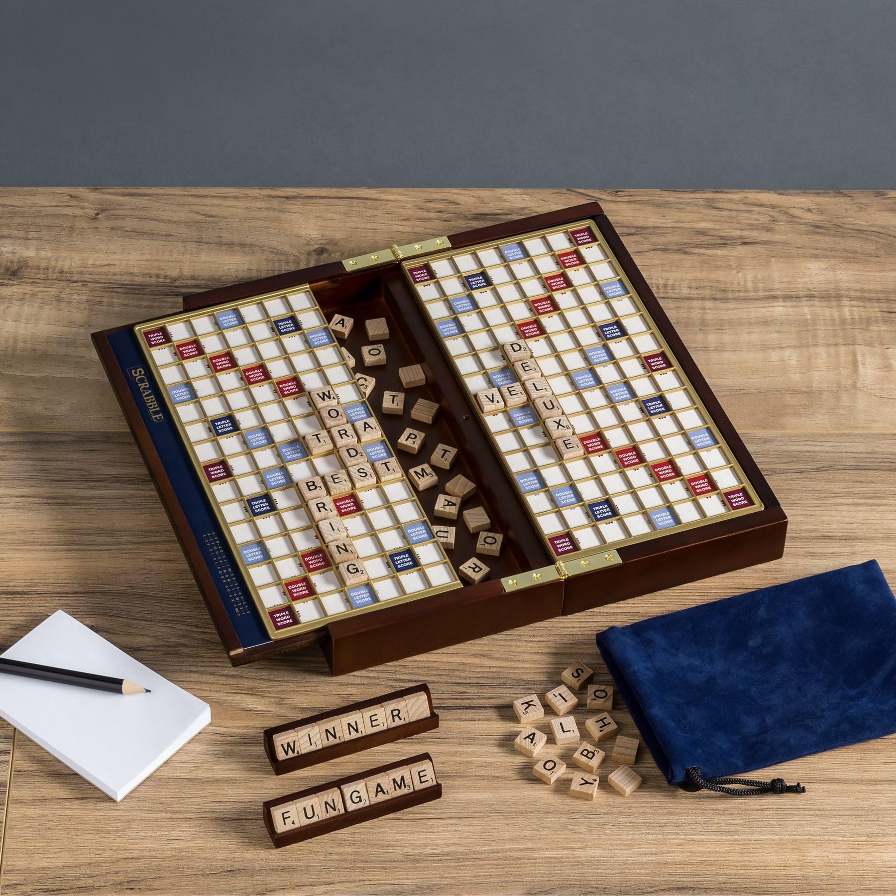 Scrabble Deluxe Travel Edition - Classic Word Game for Adults & Kids, Portable Board Game for Road Trips, Airplane & Family Game Nights | Perfect for Travel, Parties & Educational Fun