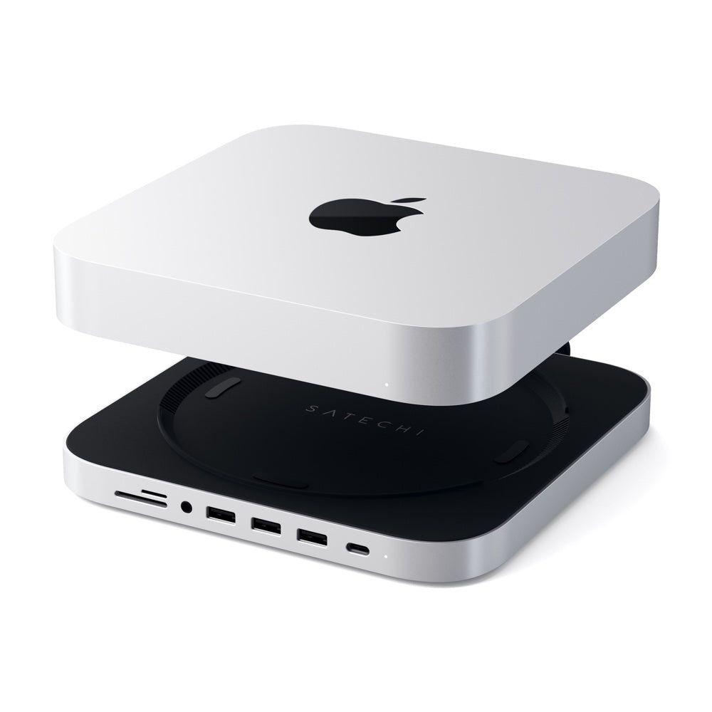 Satechi Aluminum Stand & USB-C Hub for Mac Mini & Mac Studio - Space-Saving Desktop Organizer with 4K HDMI, USB Ports & SD Card Reader - Perfect for Home Office & Creative Workspace Setup
