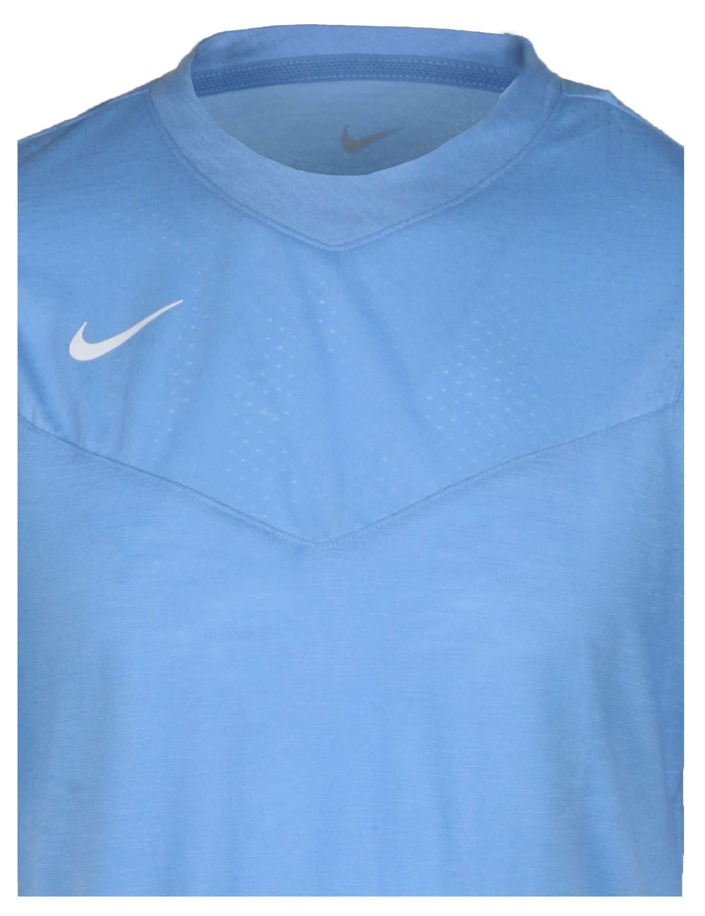 Nike Men's Top Player UV Training Short Sleeve Shirt - Moisture Wicking, UPF Sun Protection, Athletic Performance - Blue, Large - Perfect for Gym Workouts, Running & Outdoor Sports
