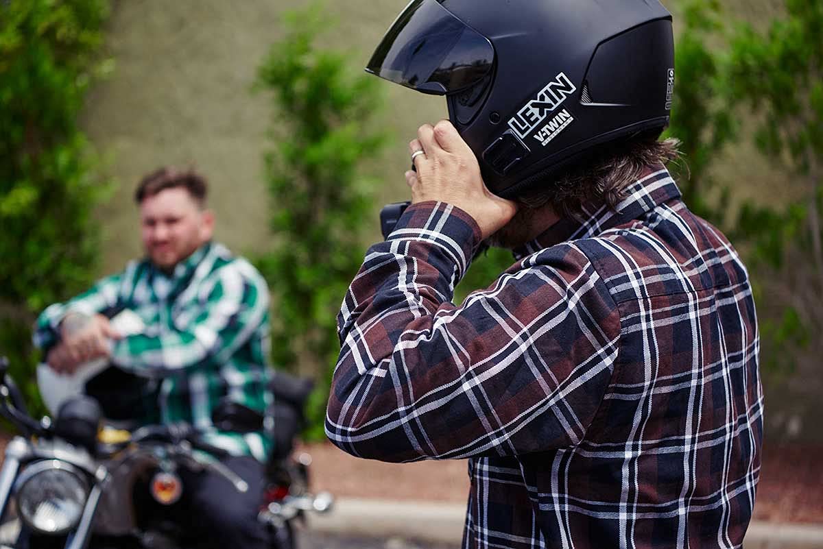 FLM2008 Men's Long Sleeve Flannel Shirt - Brown, Black & White Plaid - Soft Cotton Blend - Casual & Outdoor Wear - Perfect for Fall, Winter & Camping