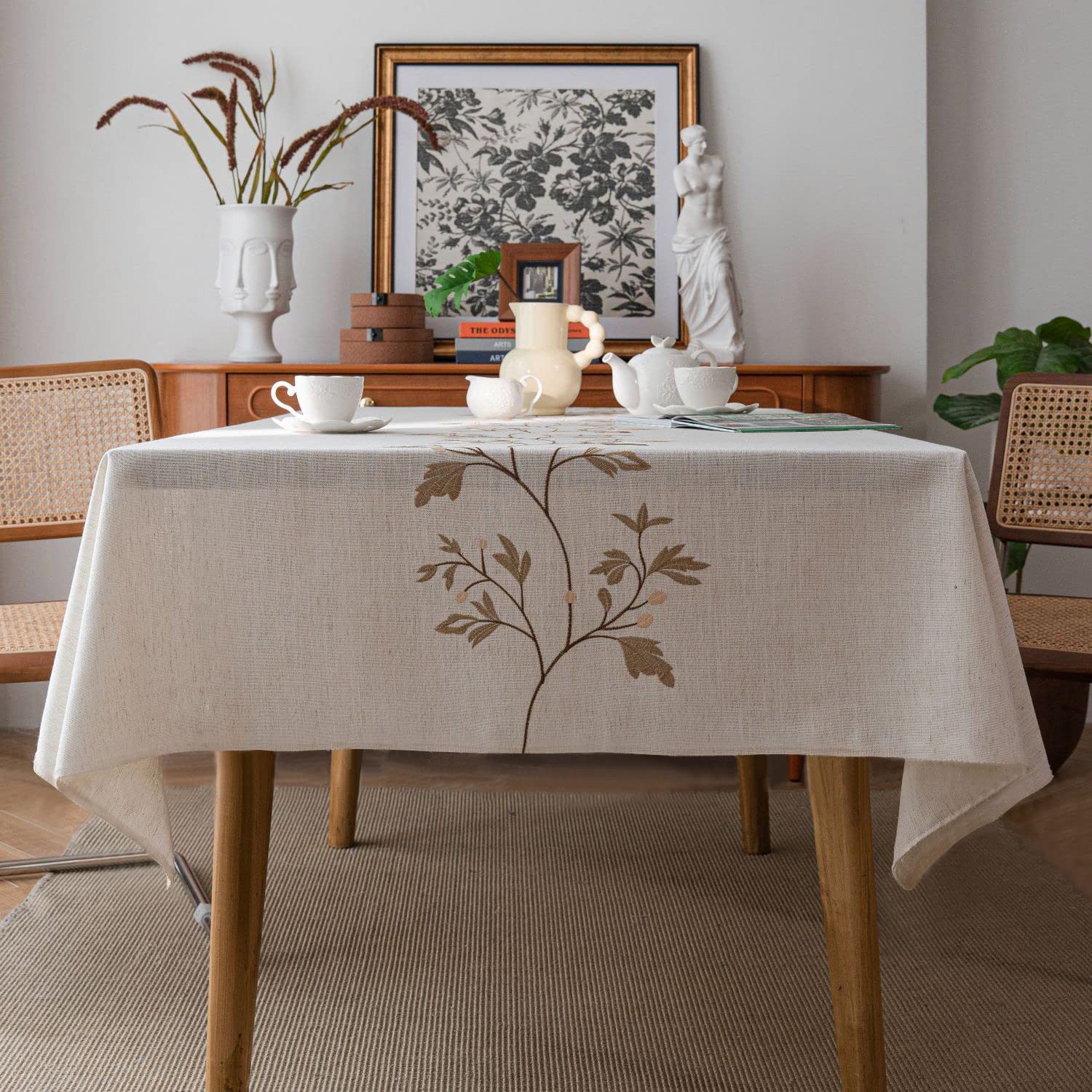 Premium 60x104 Inch Rectangle Tablecloth - Wrinkle-Free Linen Table Cover for Kitchen, Dining, Farmhouse Decor | Perfect for Holiday Gatherings, Camping & Everyday Use