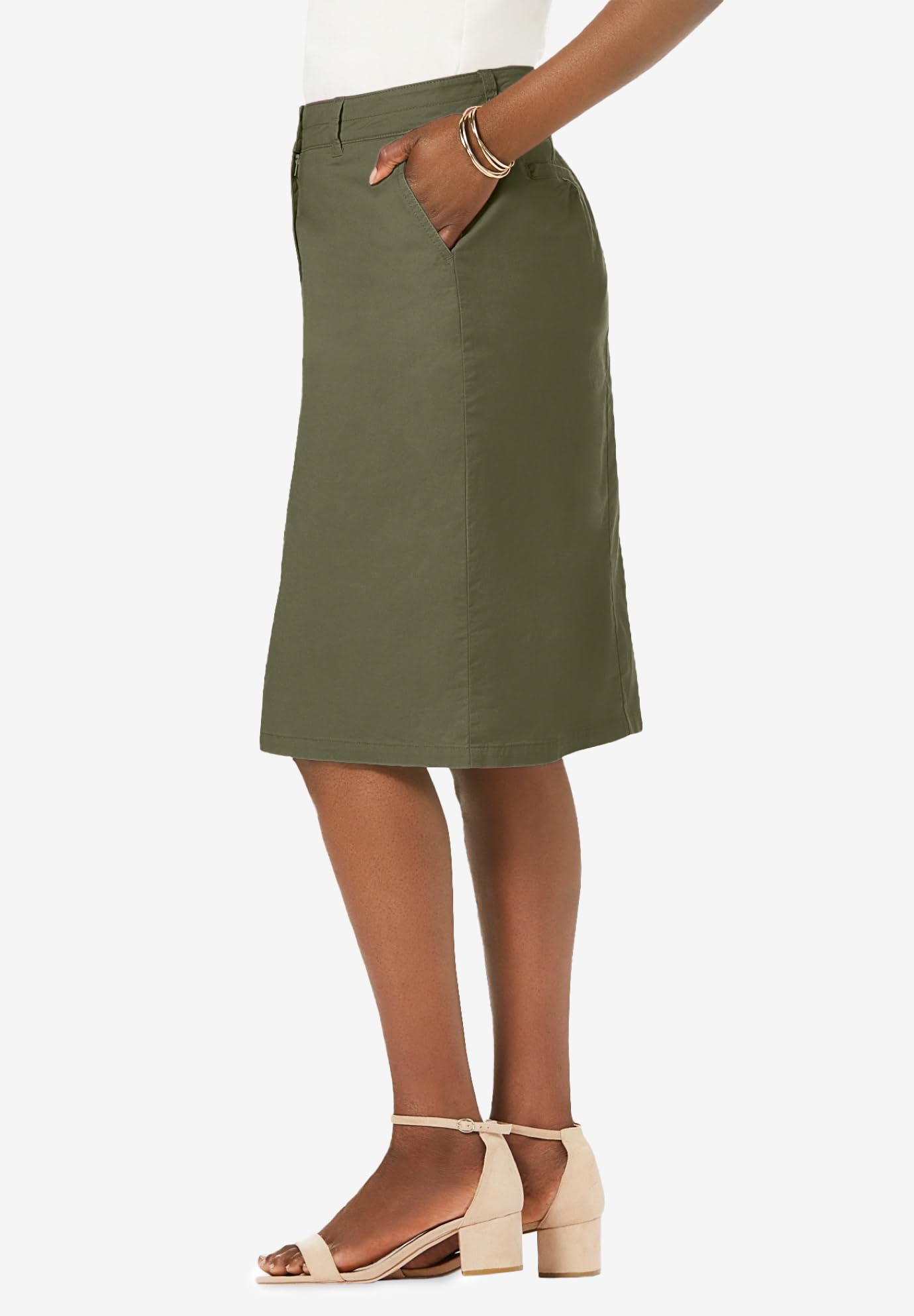 Jessica London Plus Size Cotton Chino Skirt for Women - Office & Casual Wear