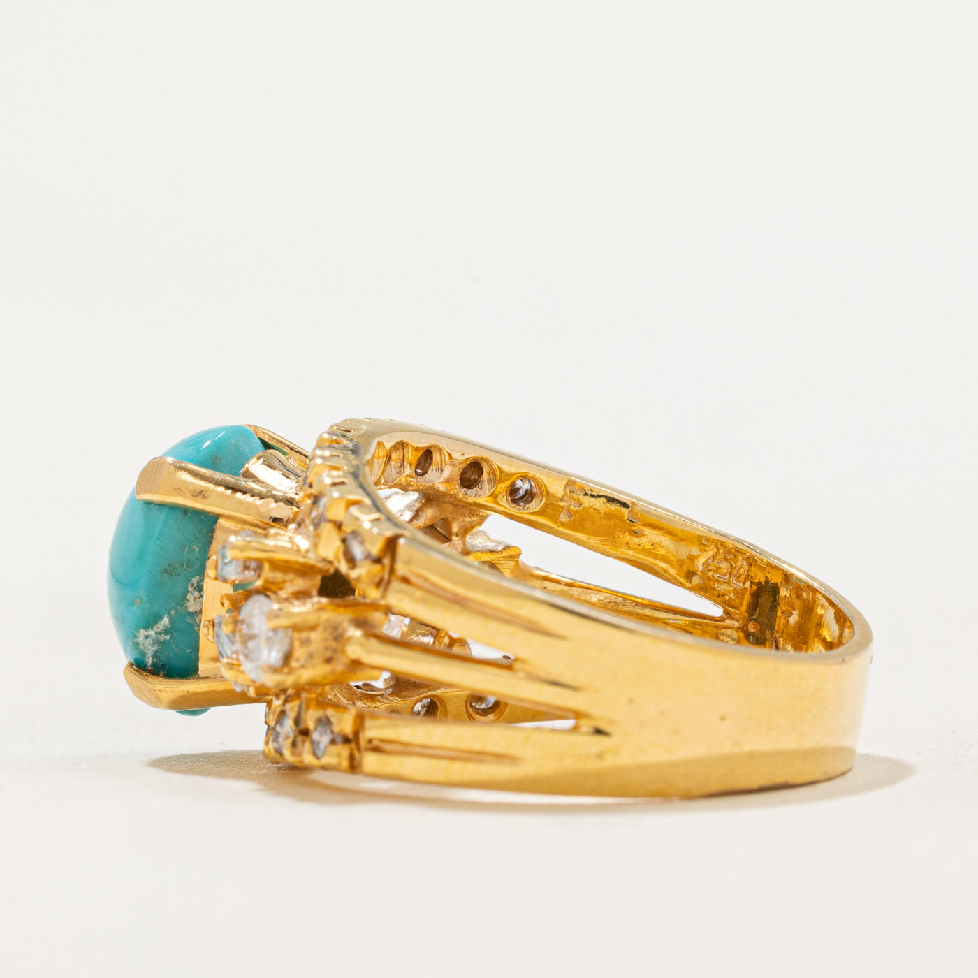 Exquisite 3.00ct Turquoise & 0.40ct Diamond Cocktail Ring - Size 7.25 | Elegant Statement Jewelry for Evening Parties, Weddings & Special Occasions