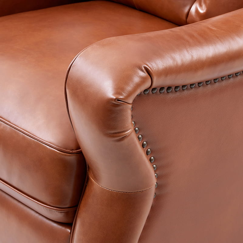 Myria Genuine Leather Nailhead Recliner Chair - Modern Living Room Furniture with Tufted Back and Padded Armrests | Perfect for Home Theater, Gaming, and Relaxation