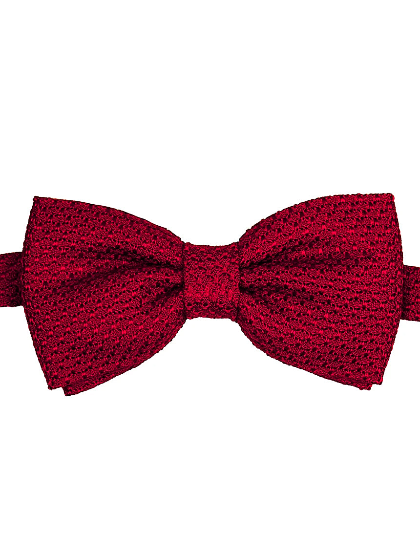DÉCLIC Grenadine Bow Tie - Classic Red Silk Bow Tie for Men - Perfect for Weddings, Prom & Formal Events