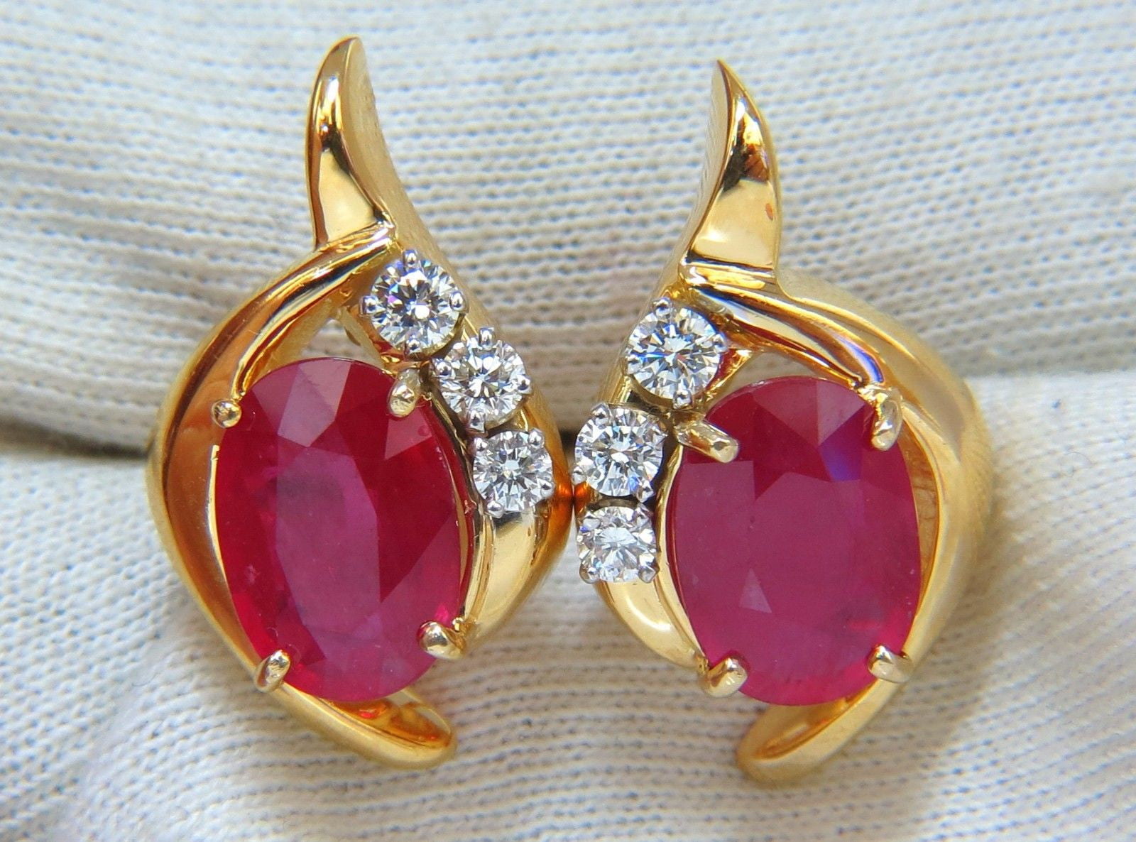 13.00ct Natural Diamond & Clarity Enhanced Ruby Earrings in 14K Gold - Perfect for Weddings, Anniversaries & Special Occasions