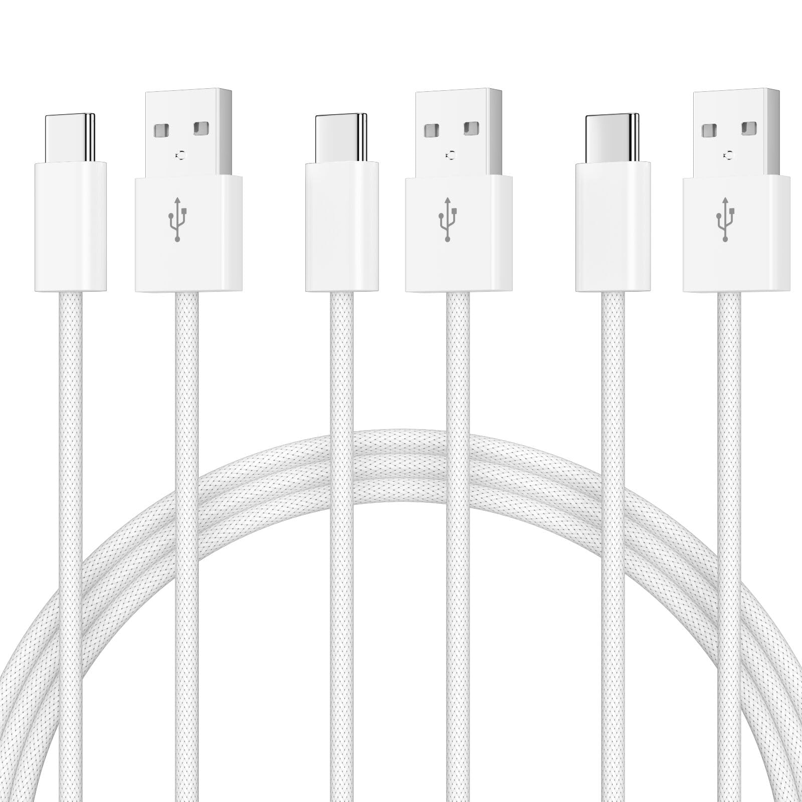 Apple MFi Certified 3-Pack 6.6Ft USB A to USB C Fast Charging Cable for iPhone 16/15 Series & iPad Pro - Nylon Braid CarPlay Charger Cord for Safer Driving & On-the-Go Power