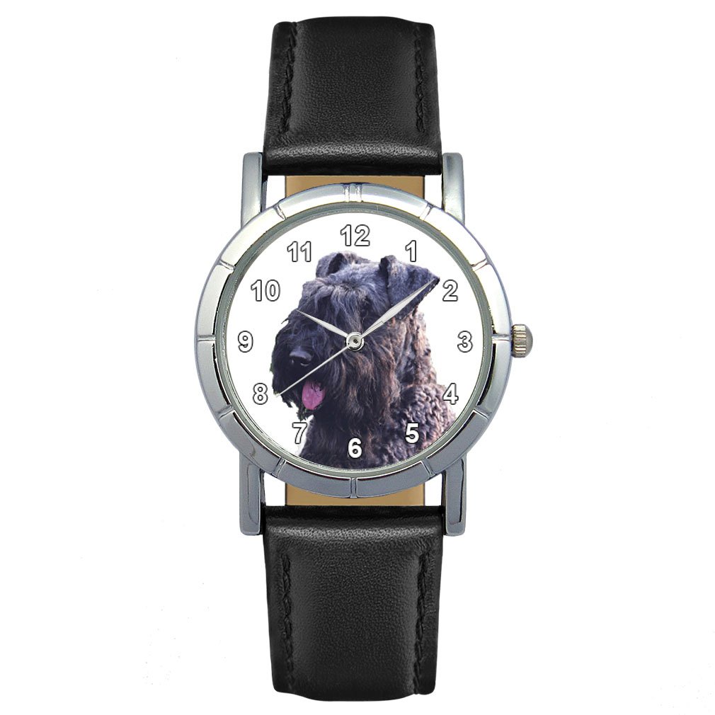 Timest Kerry Blue Terrier Women's Analog Quartz Watch - Black Leather Strap Round Dial Wristwatch SA2177 | Perfect for Casual Wear, Office & Everyday Fashion Accessory