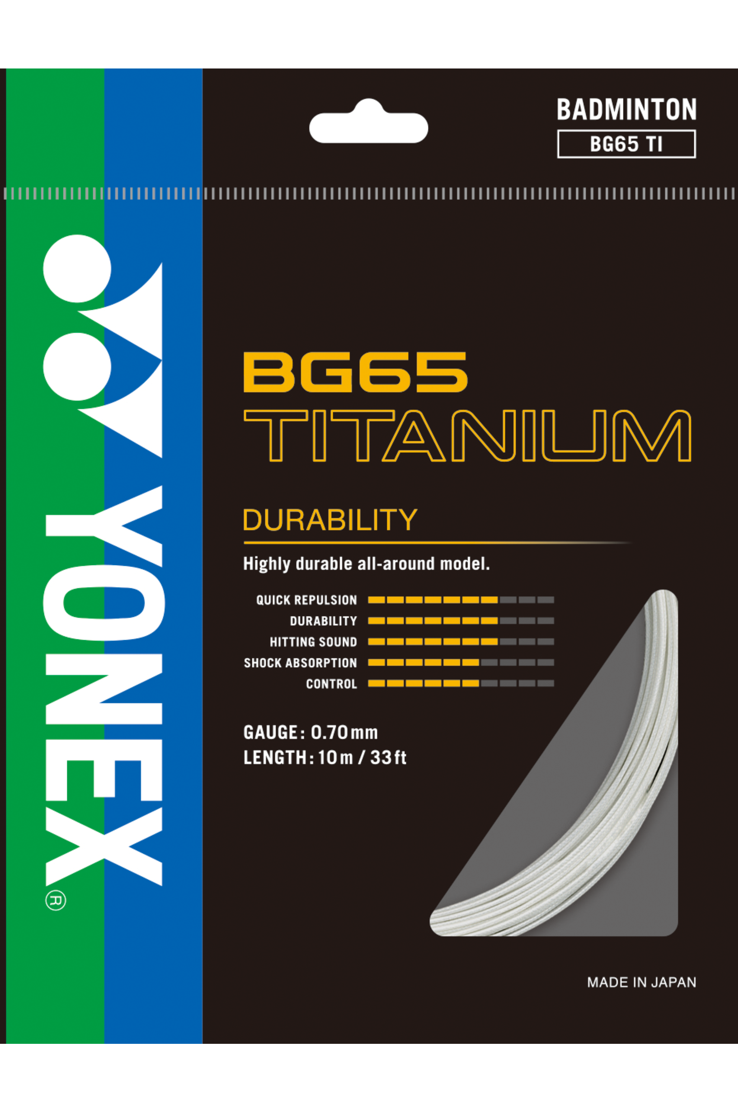 Yonex BG 65 Ti Badminton String Set (10m) - High Performance Badminton Racket String for Professional & Recreational Players - Perfect for Tournament Play & Casual Games