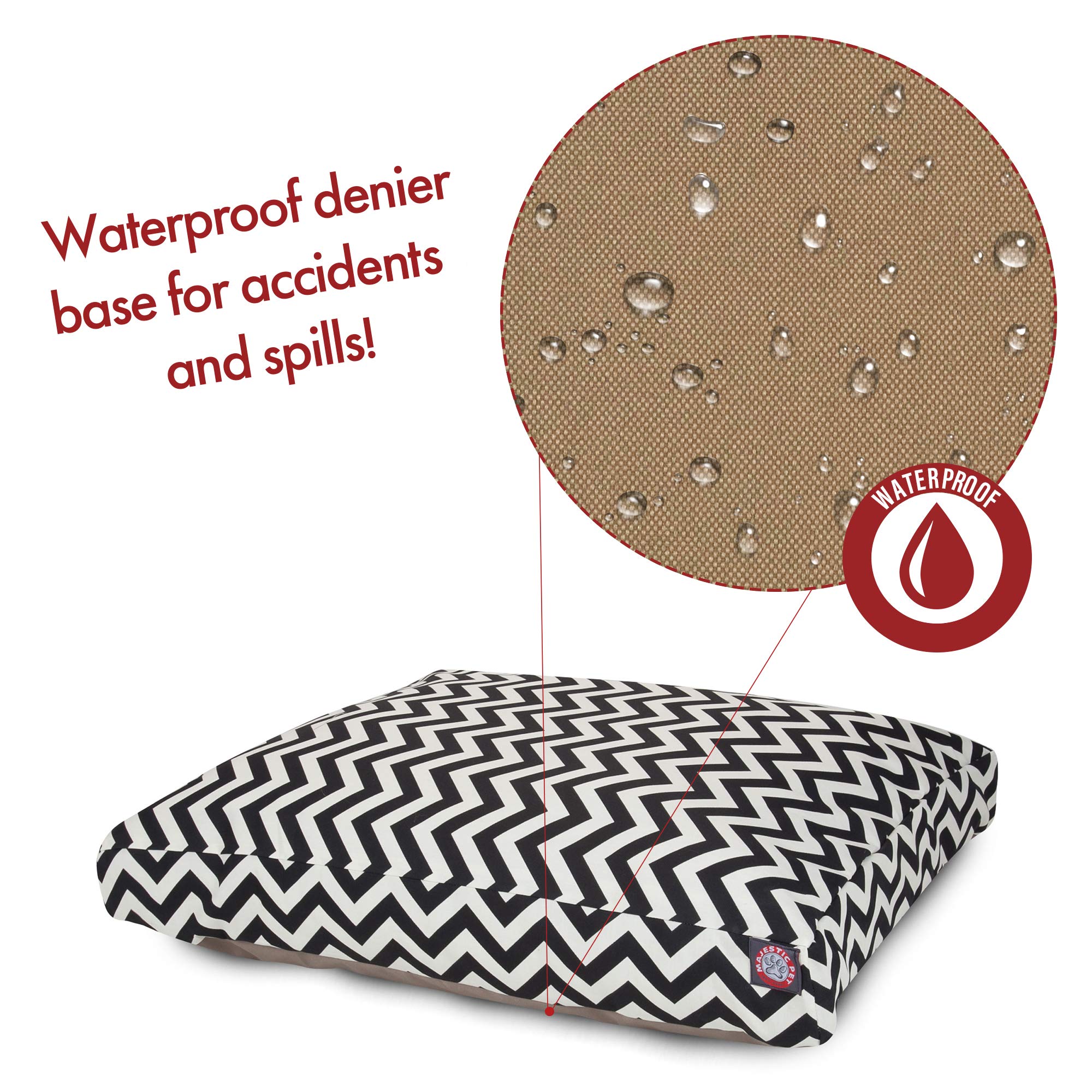 Majestic Pet Chevron Rectangle Washable Dog Bed – Non-Slip Comfortable Crate & Kennel Bed with Removable Cover – Medium Size Black Polyester Fiber Pet Bed for Sleeping, Lounging & Travel