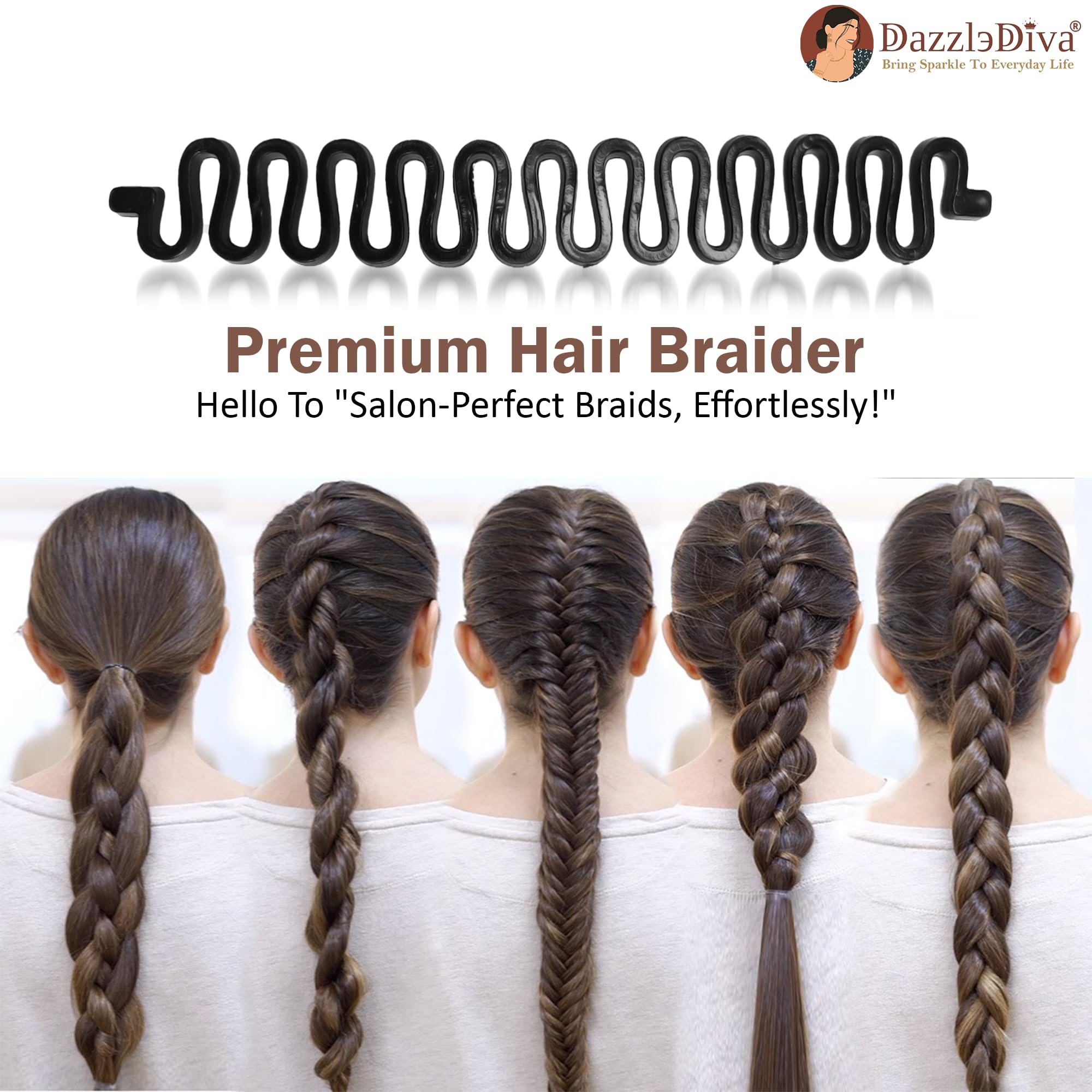 DazzleDiva Hair Braider Tool - Professional Hair Weave & Twist Braid Roller Maker for Women & Girls - 2 Pack Black Hair Styling Accessories | Perfect for Salon, Home Use & Travel Styling