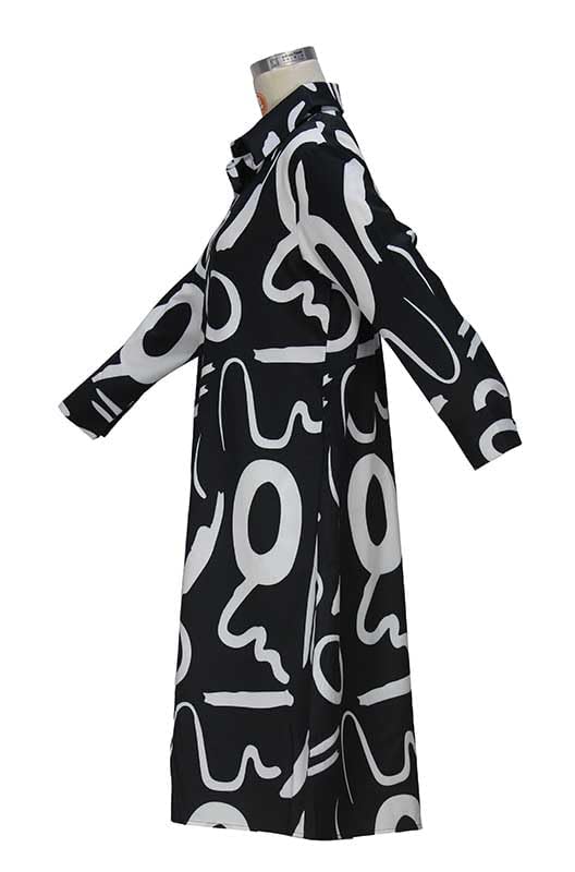 Women's Casual Long Sleeve Loose Maxi Shirt Dress 2024 - Button Front V-Neck Printed Flowy Dress for Work, Travel & Everyday Wear