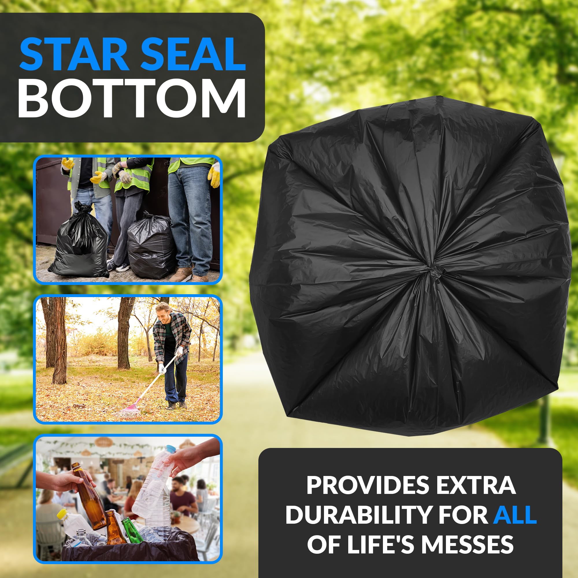 Reliable 95-Gallon Heavy Duty Trash Bags - 30 Count | Extra Large & Durable for Serious Garbage Cleanup | Perfect for Outdoor, Commercial & Home Use (Black)