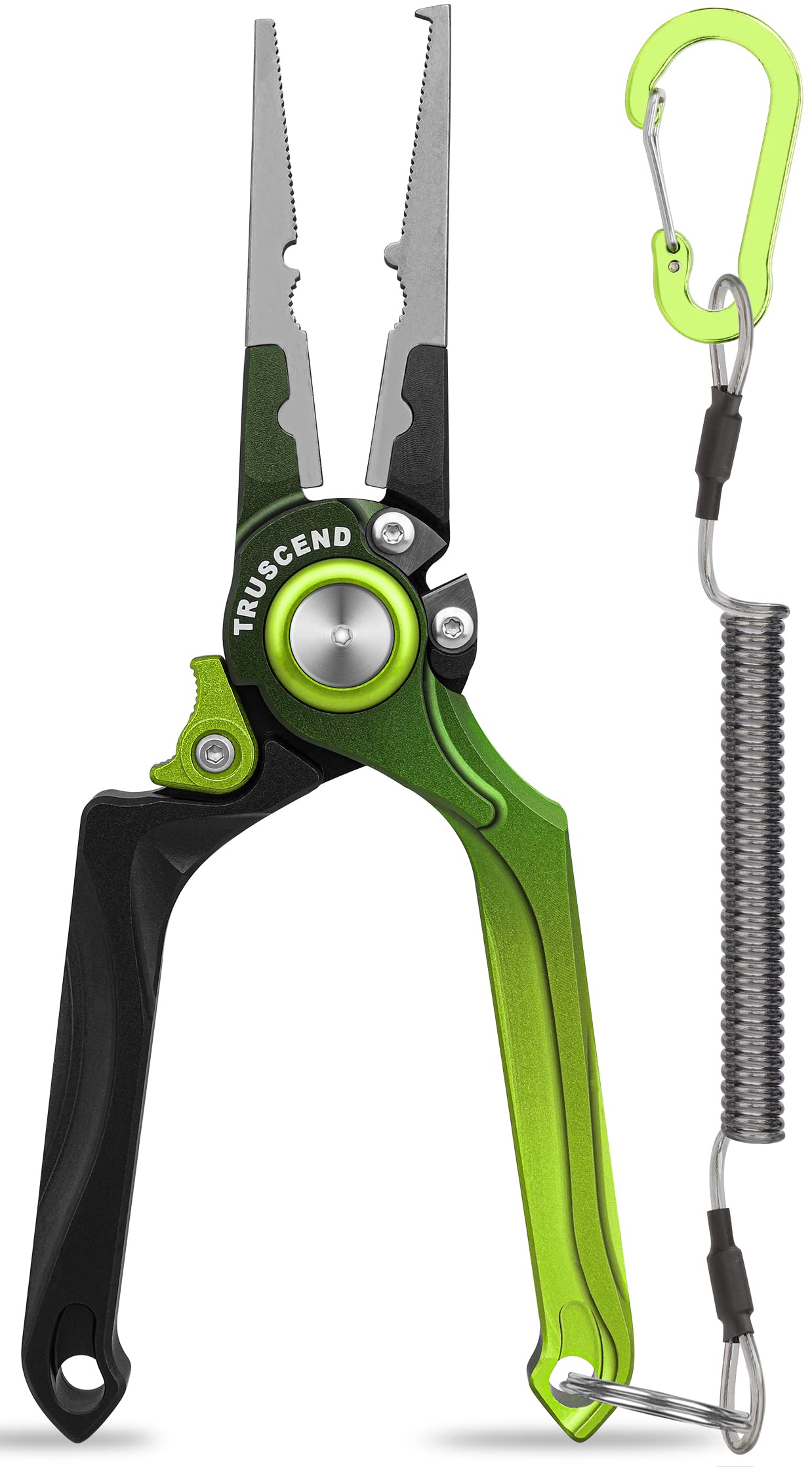 TRUSCEND Lockable Fishing Pliers with Ergonomic Handle - Saltwater Resistant Teflon Coated Multi-Tool with Mo-V Cutter - Perfect for Saltwater Fishing, Kayak Fishing & Gift for Anglers