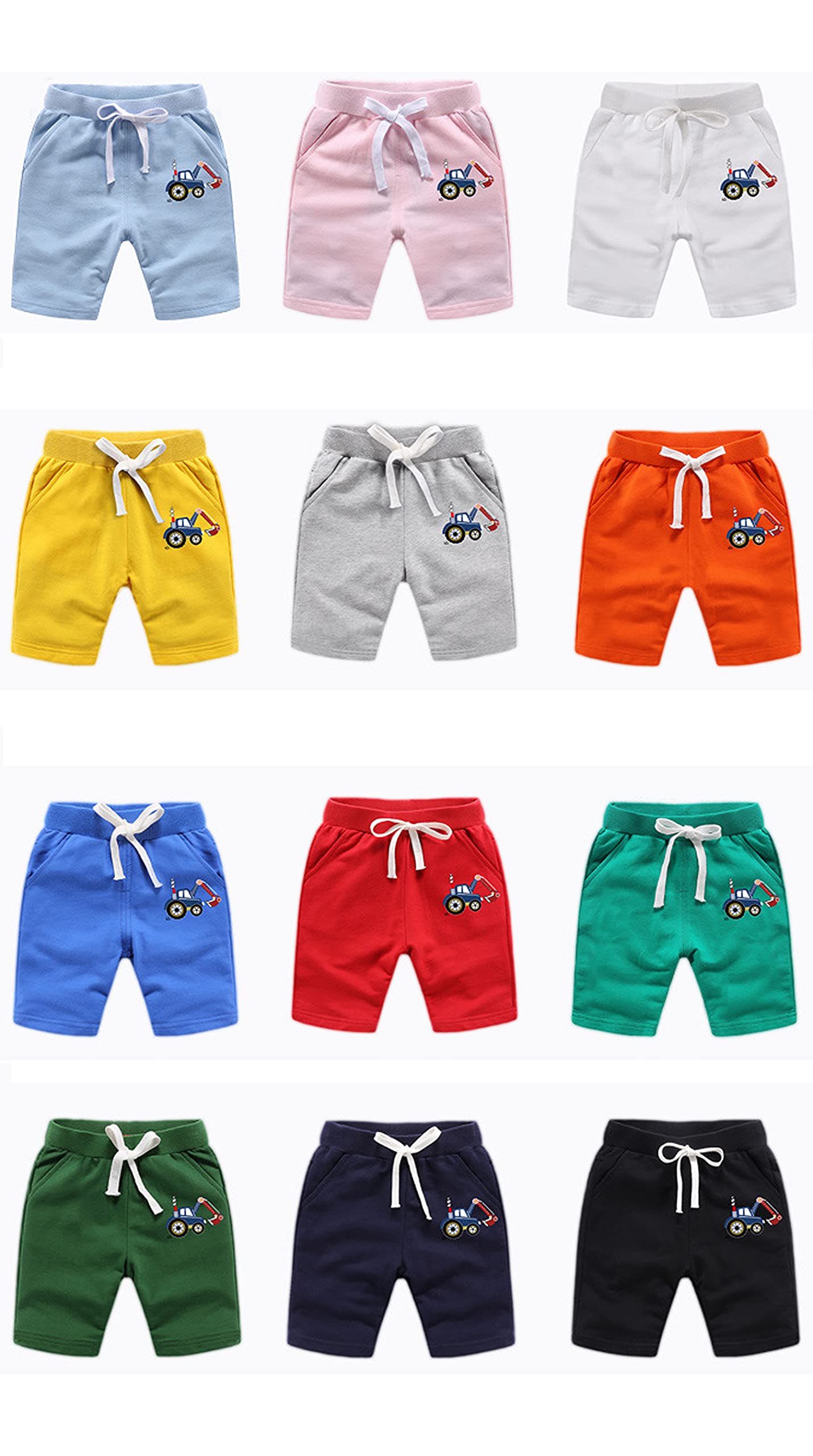EISHOW 2-Pack Baby Boys Girls Athletic Shorts - Soft Cotton Basketball Soccer Short Pants with Funny Print & Drawstring Pockets - Perfect for Playtime, Sports & Casual Wear