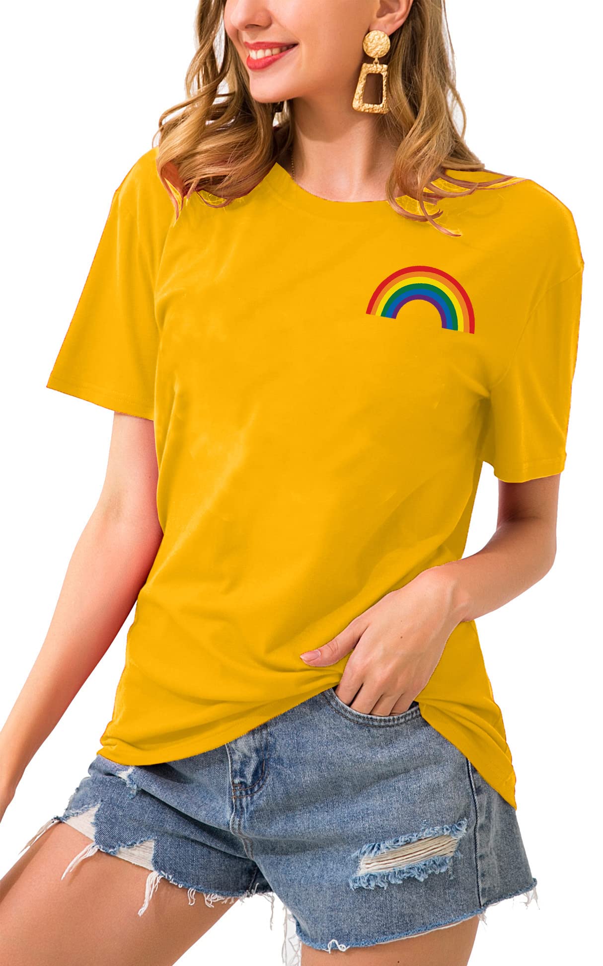 Pride T-Shirts for Women - Rainbow Heart Graphic Tees | LGBT Casual Short Sleeve Tops for Everyday Wear & Pride Events