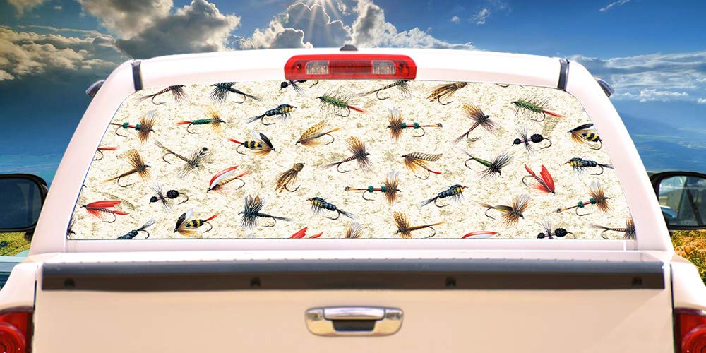 SignMission Fishing Flies Rear Window Vinyl Decal - HD Graphics, Professional Grade Material, Universal Fit for Full Size Trucks, Weatherproof & Car Wash Safe - Made in USA | Perfect for Outdoor Enthusiasts & Truck Customization