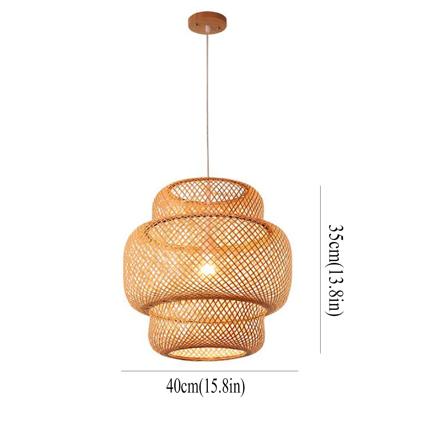 Modern Hand-Woven Bamboo LED Pendant Light - Birdcage Style Chandelier with E27 Socket for Kitchen, Living Room, Bedroom & Restaurant Decor | Eco-Friendly Hanging Lamp for Indoor & Outdoor Use