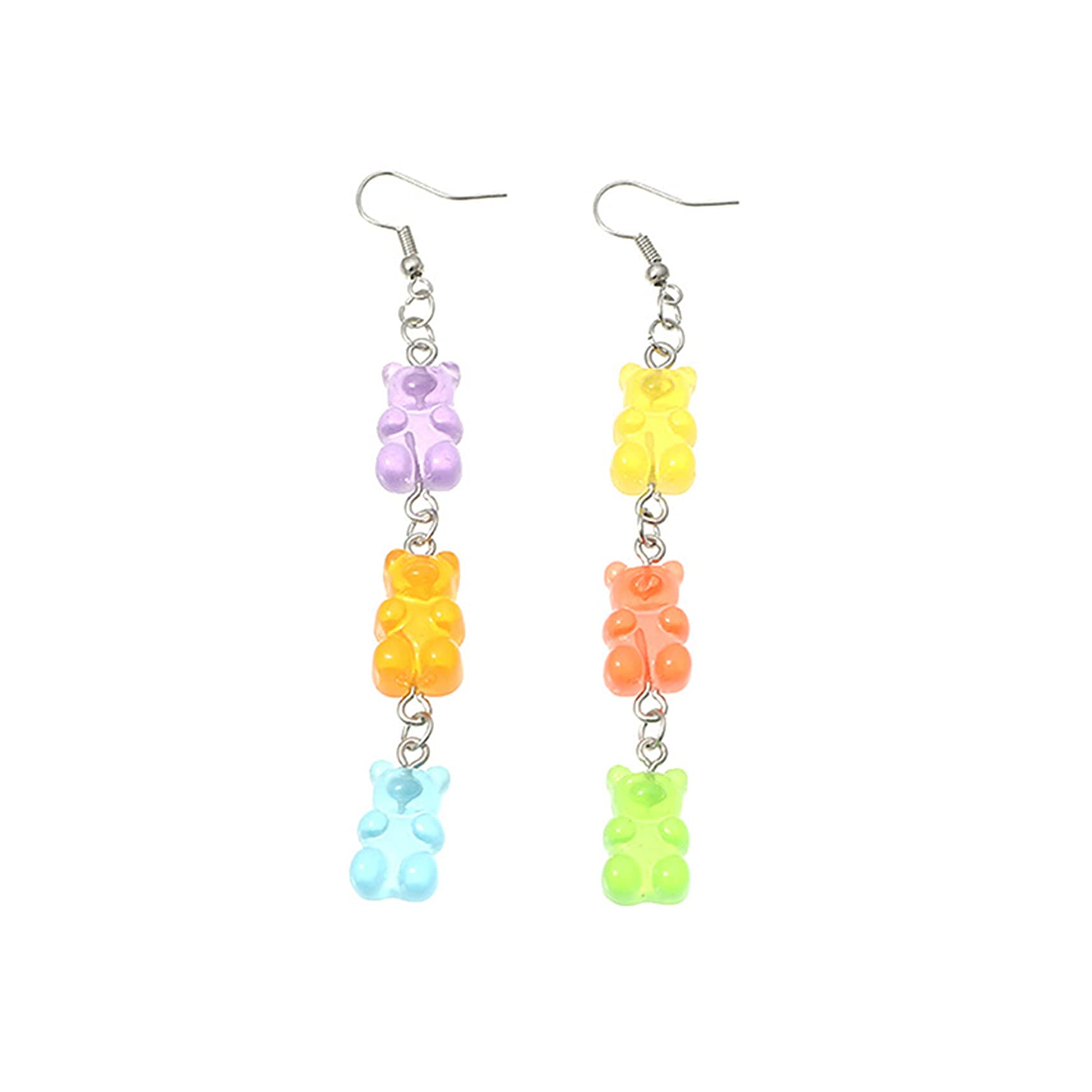 Littlepa Women's Dangle Stud Earrings - Colorful Resin Bear Jewelry Set for Christmas & Birthday Gifts | Trendy Candy-Colored Fashion Accessories for Casual Wear, Parties & Everyday Style